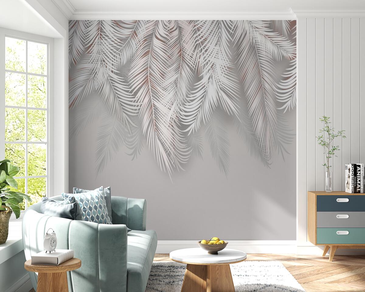 Fototapeta svetlosivé palmové listy