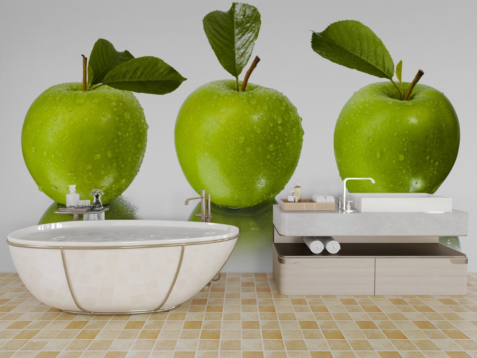 Fototapeta odraz zelených jabĺk