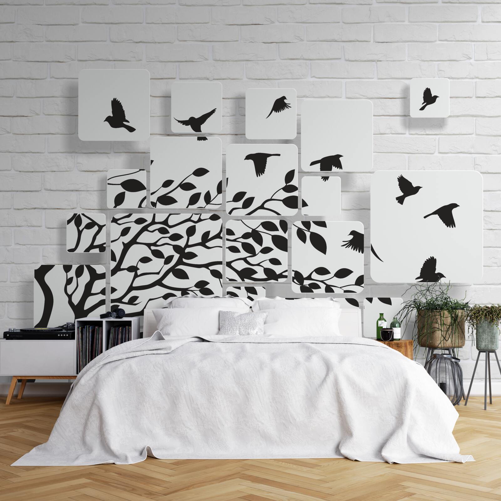 Fototapeta s vetrom vtáky opúšťajú strom