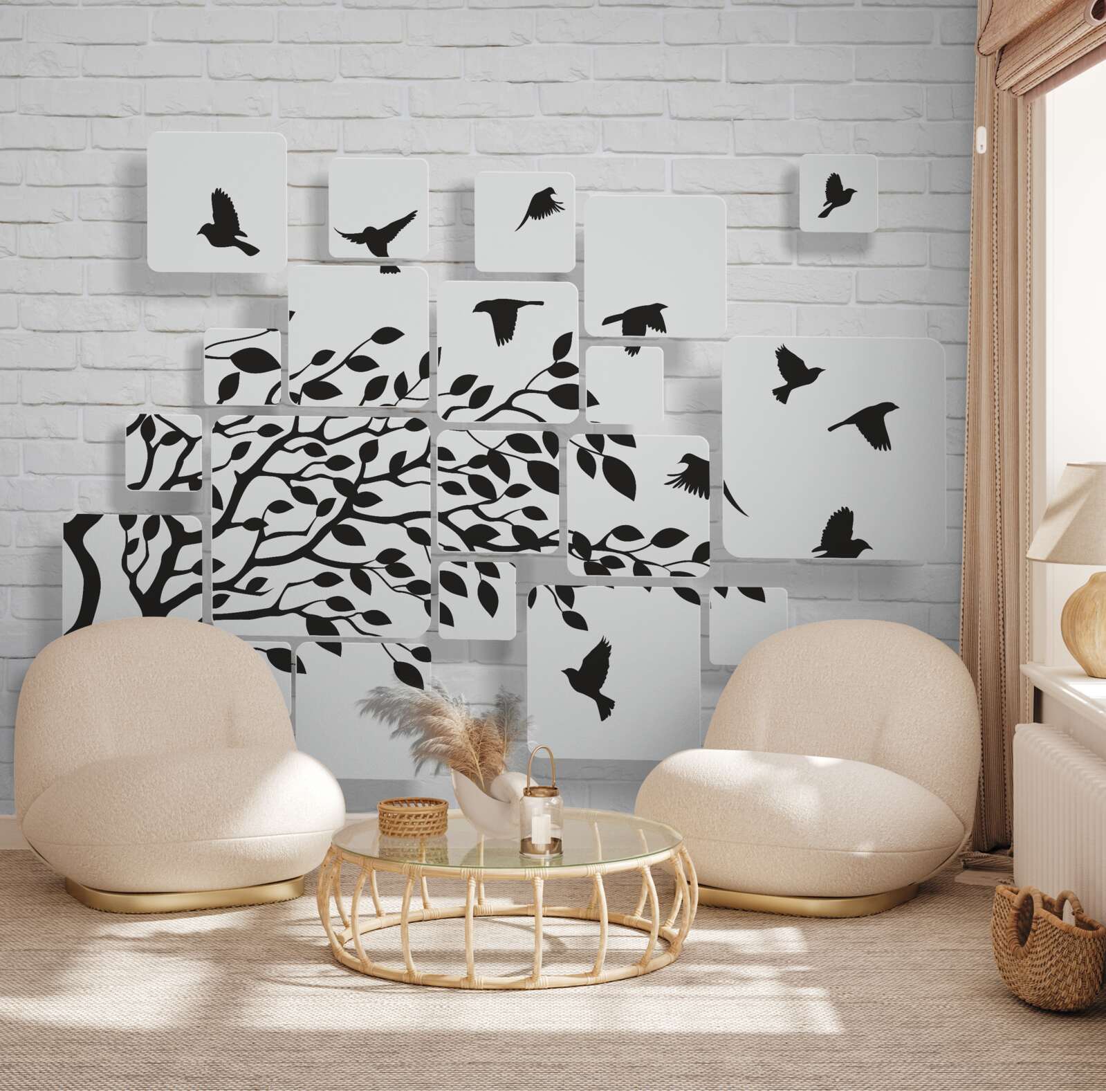 Fototapeta s vetrom vtáky opúšťajú strom