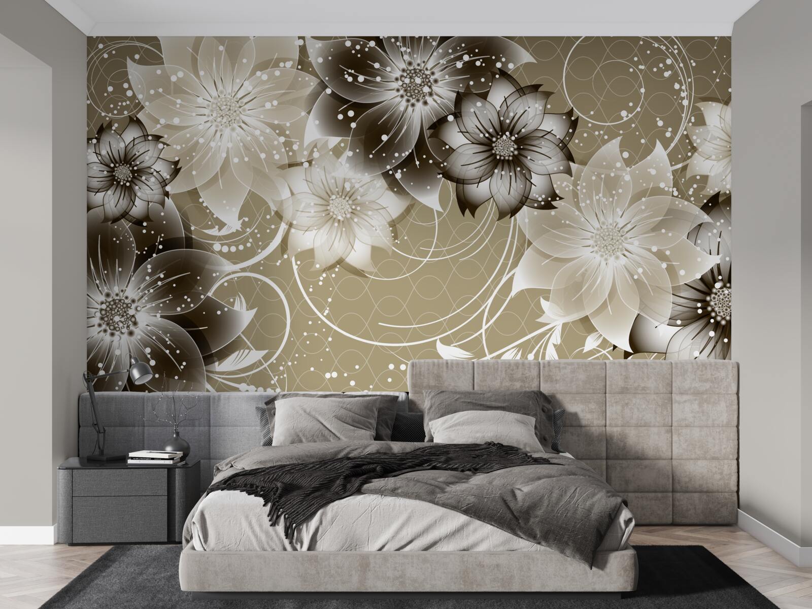 Fototapeta kvety ľalie kvitnúce na vode v noci