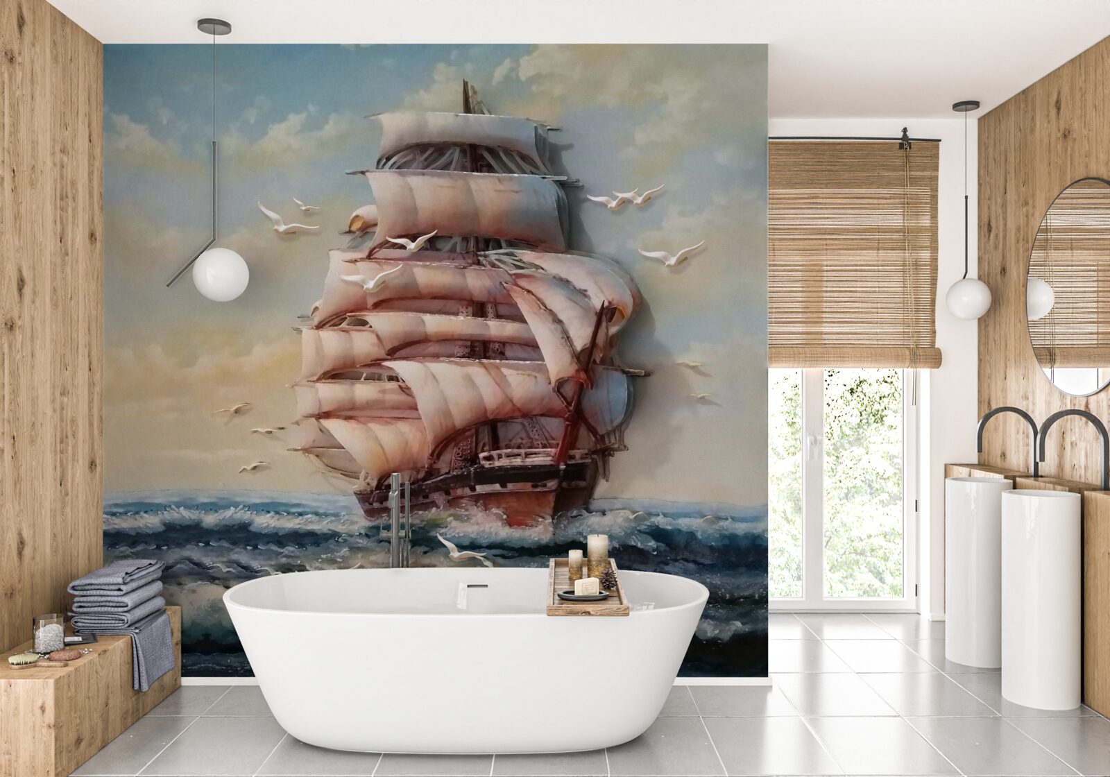 Fototapeta loď s plachtami počas búrky