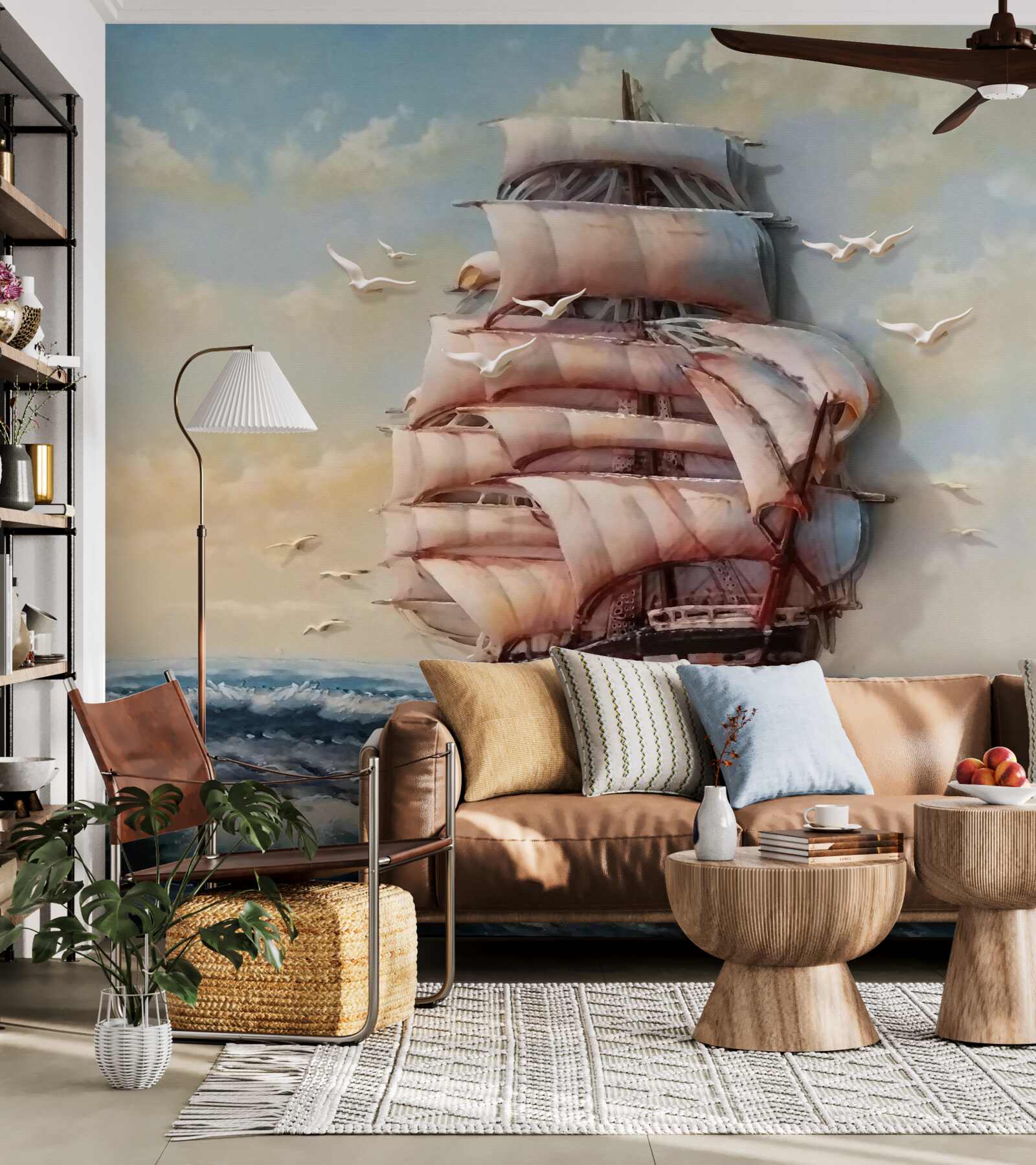 Fototapeta loď s plachtami počas búrky