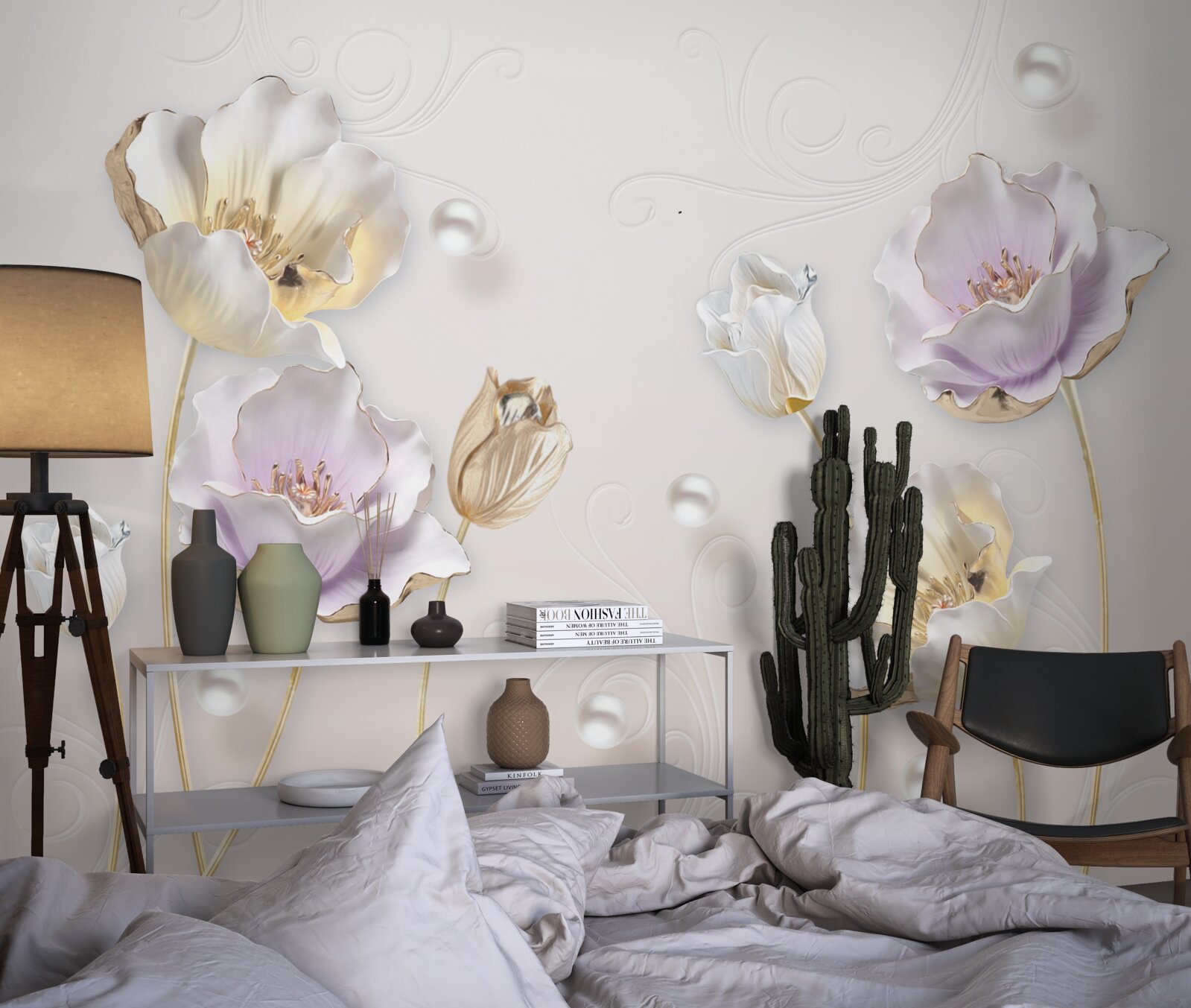 Fototapeta svetlé kvety pokryté veľkými dažďovými kvapkami