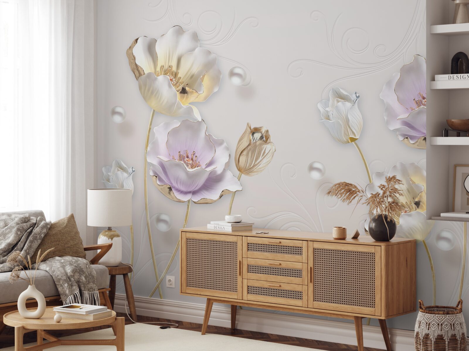 Fototapeta svetlé kvety pokryté veľkými dažďovými kvapkami