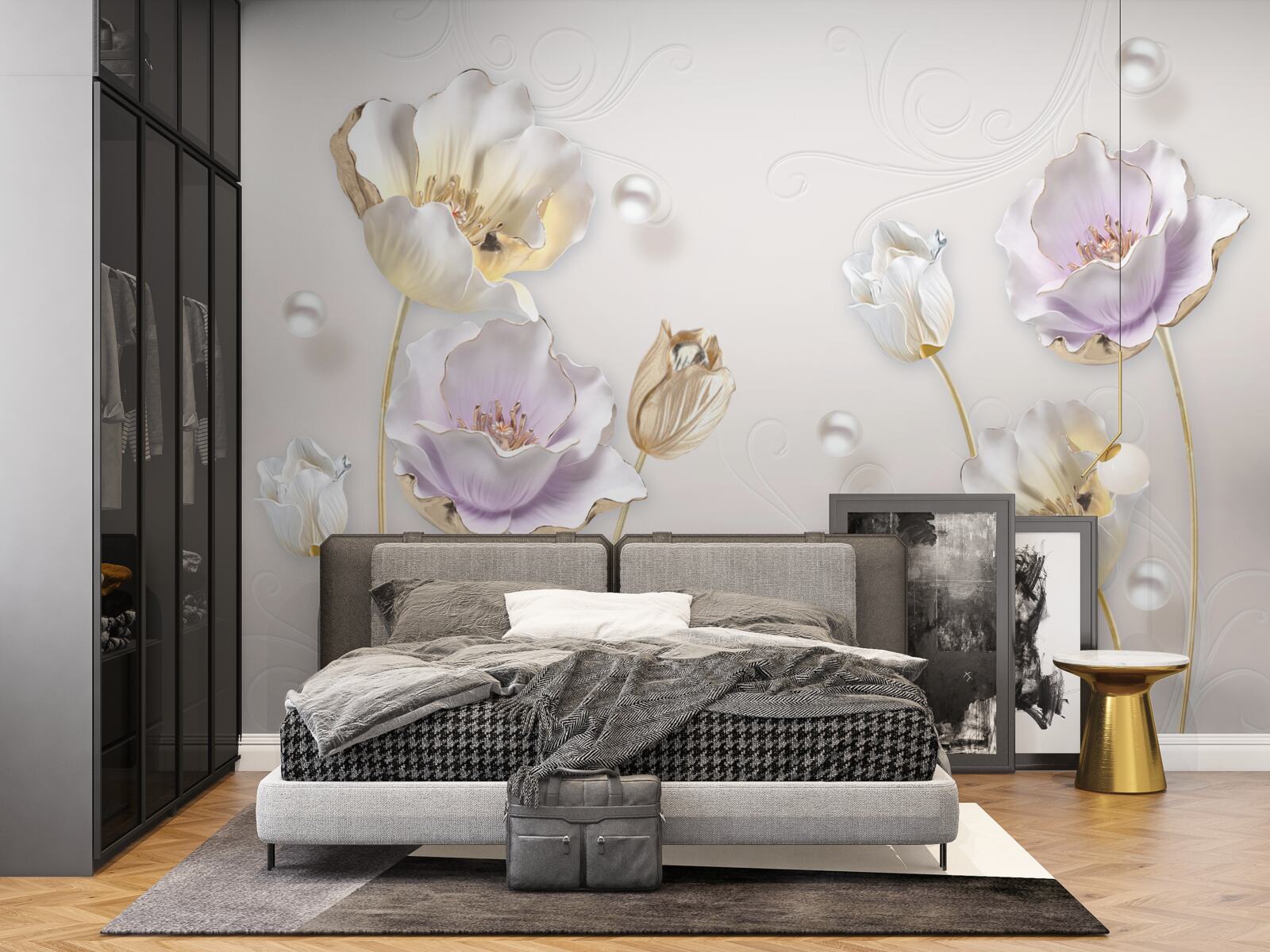 Fototapeta svetlé kvety pokryté veľkými dažďovými kvapkami