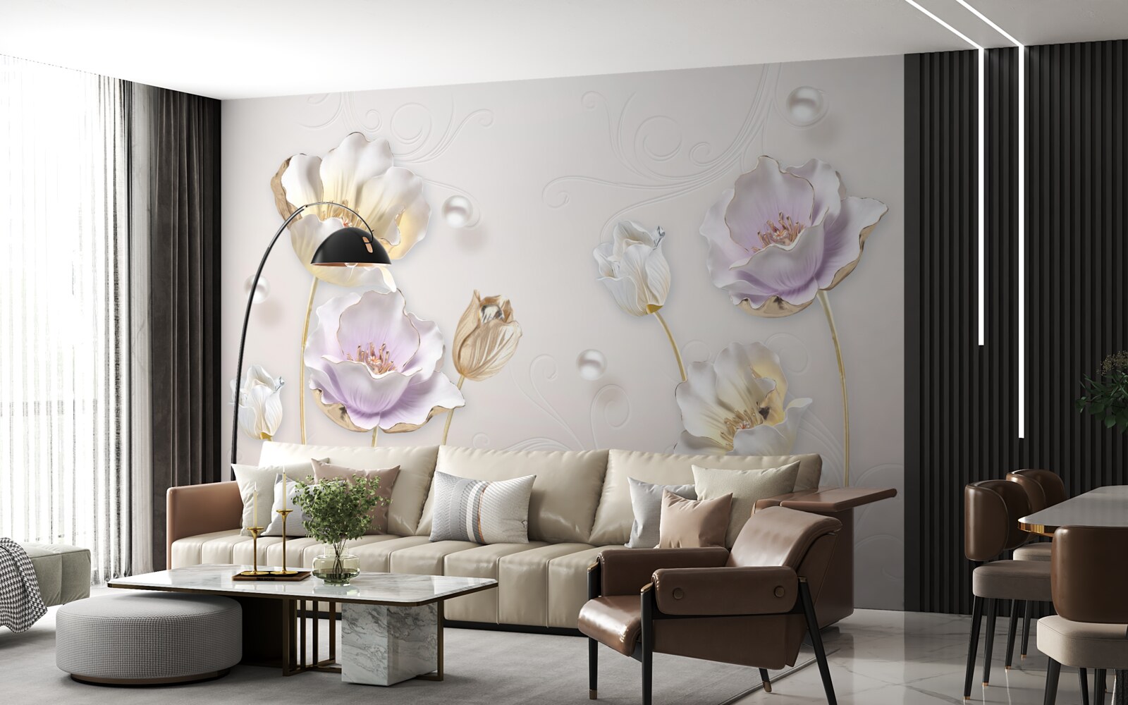 Fototapeta svetlé kvety pokryté veľkými dažďovými kvapkami