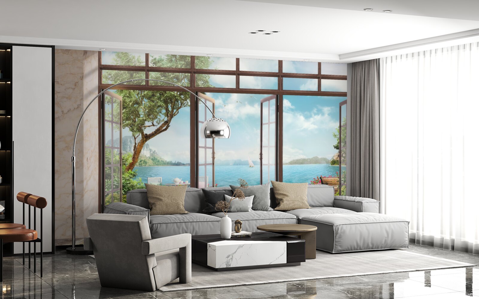 Fototapeta letný balkón s výhľadom na more