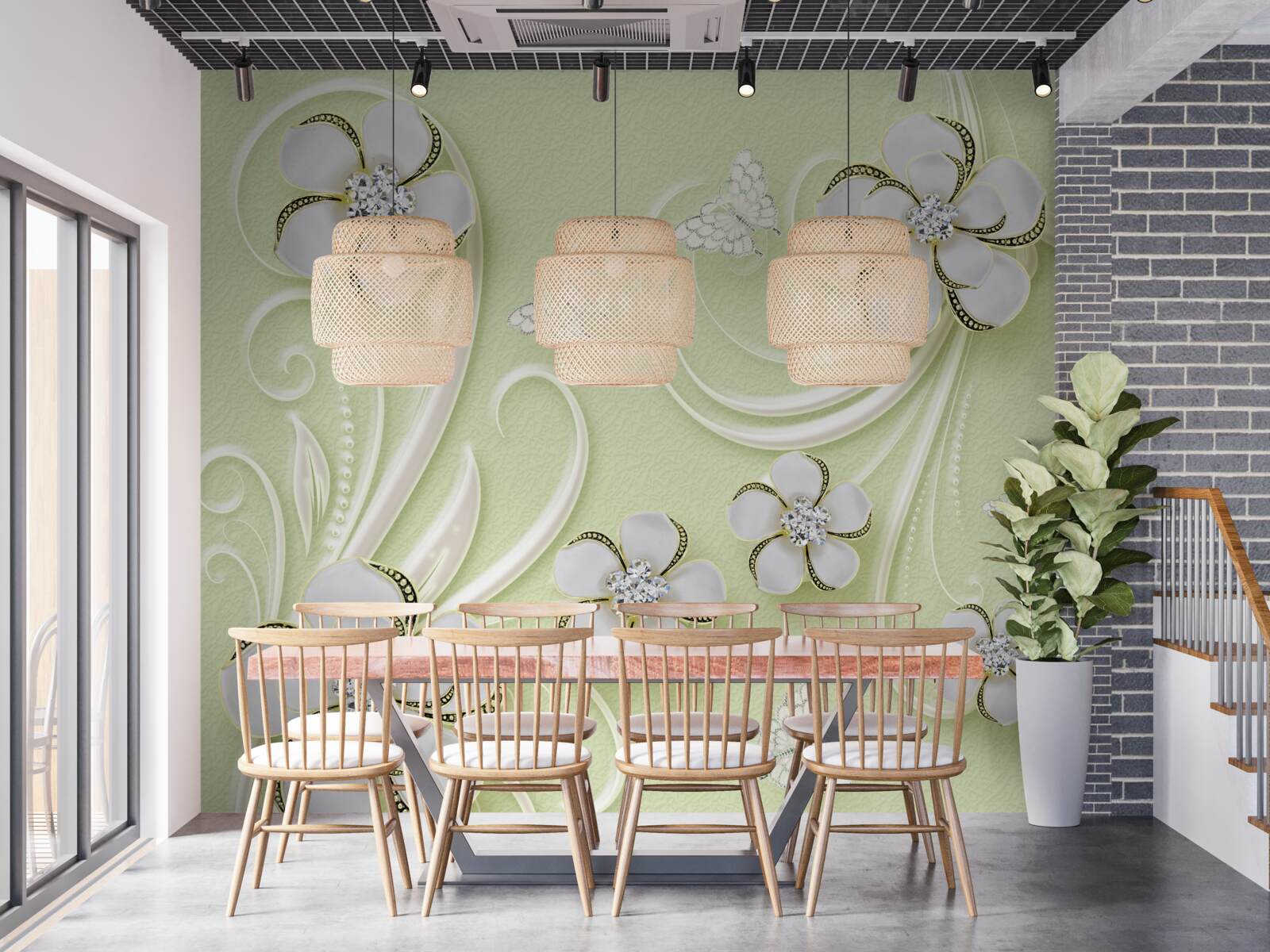 Fototapeta vatové tyčinky na jemnom zelenom podklade