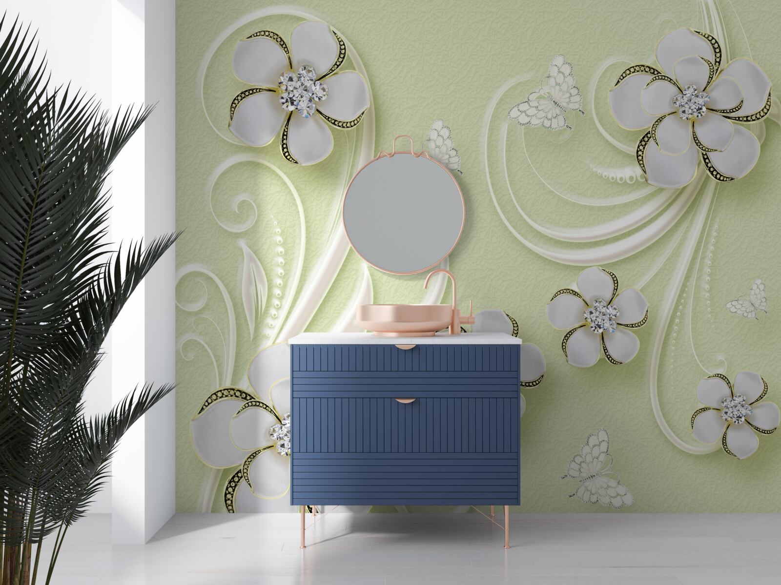 Fototapeta vatové tyčinky na jemnom zelenom podklade