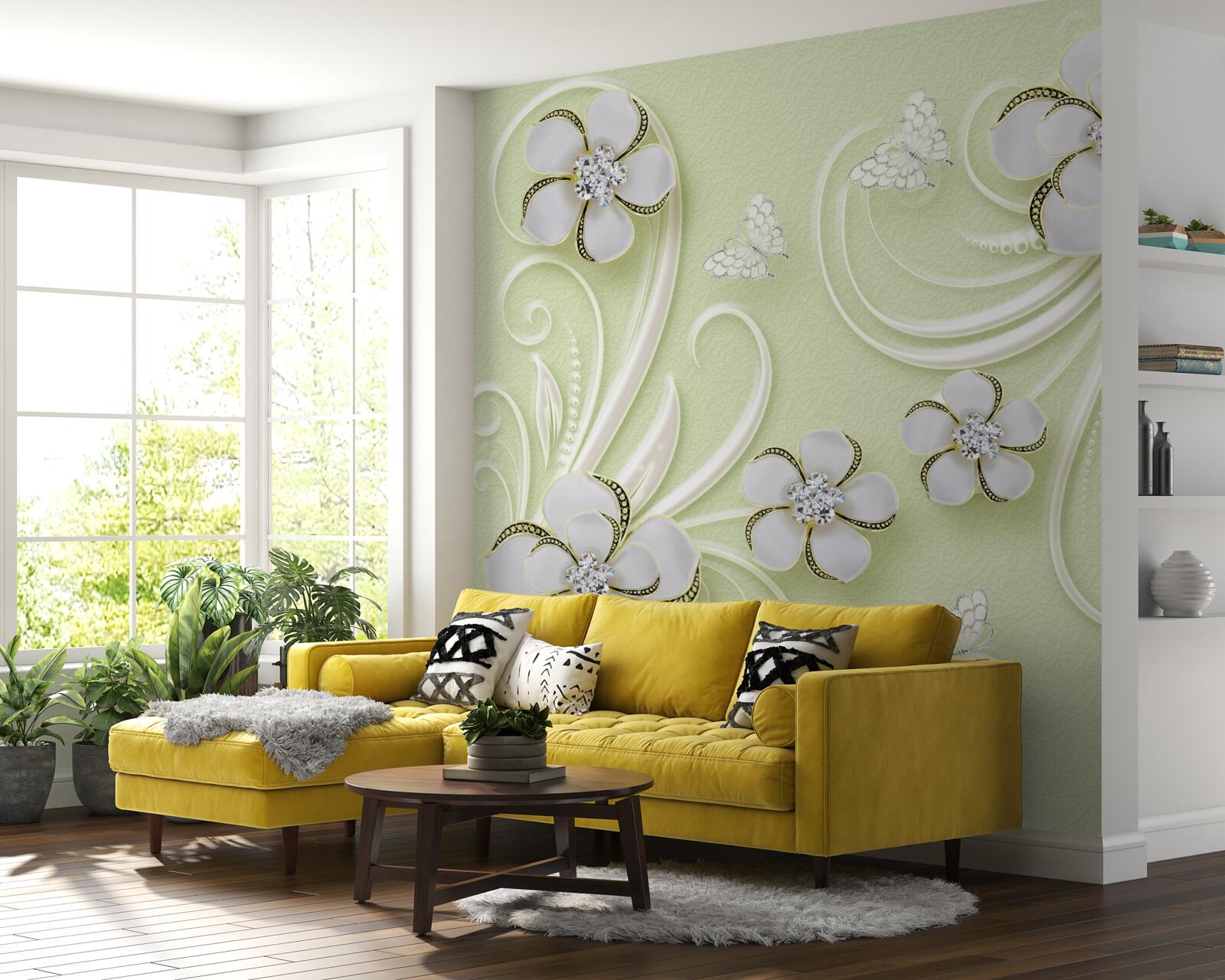 Fototapeta vatové tyčinky na jemnom zelenom podklade