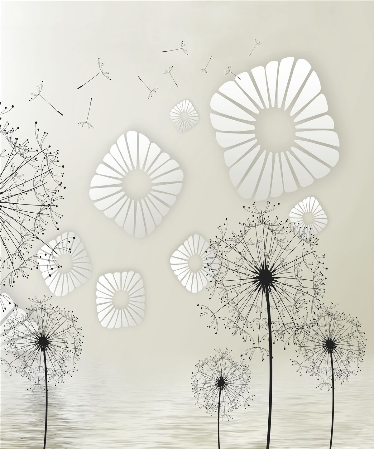 Fototapeta púpavy v abstraktnej podobe na pozadí vodnej hladiny