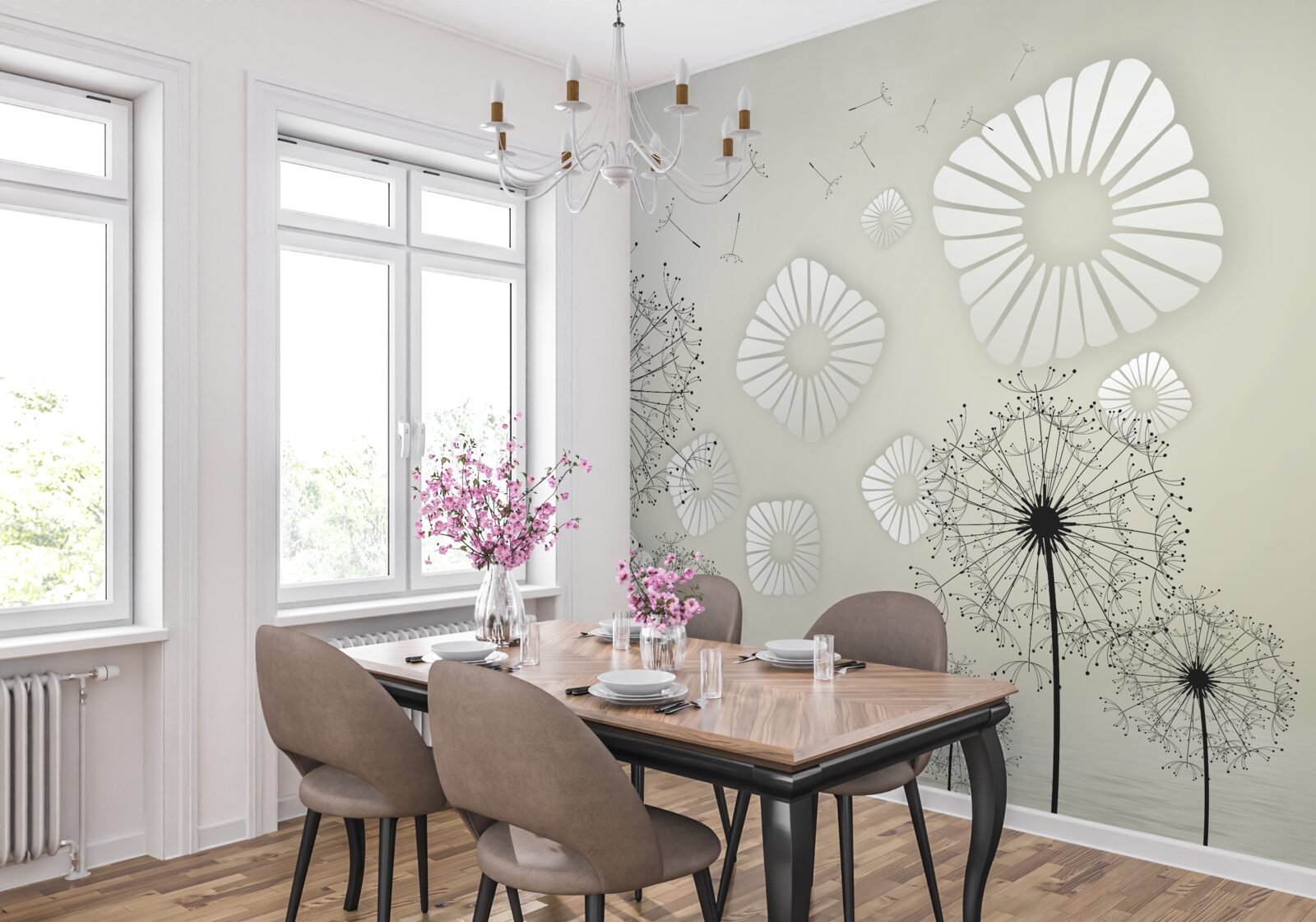 Fototapeta púpavy v abstraktnej podobe na pozadí vodnej hladiny