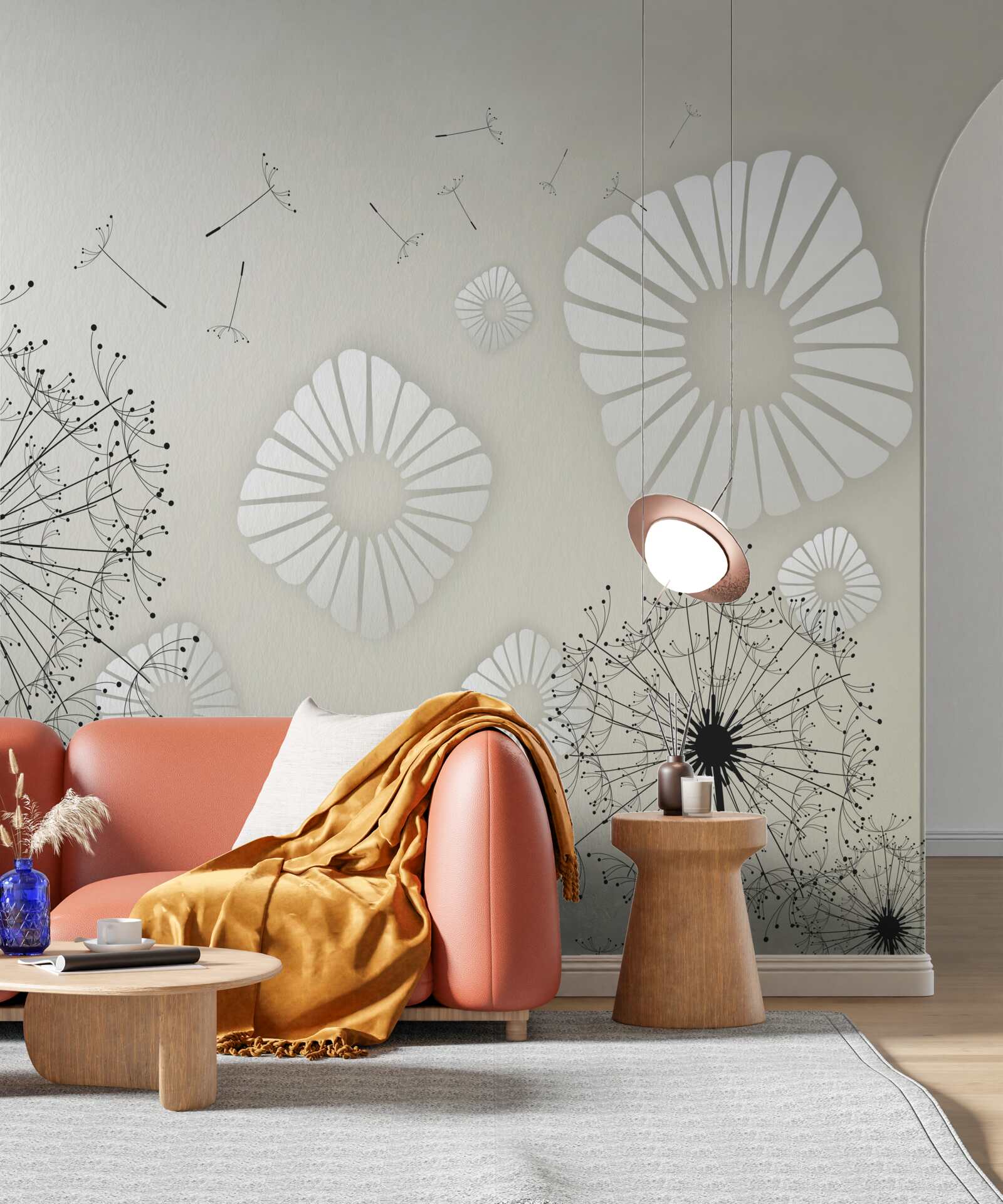 Fototapeta púpavy v abstraktnej podobe na pozadí vodnej hladiny