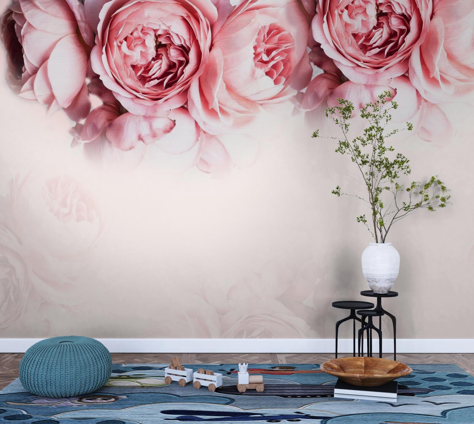 Fototapeta pivonky v odtieňoch ružovej a bielej na svetlom podklade