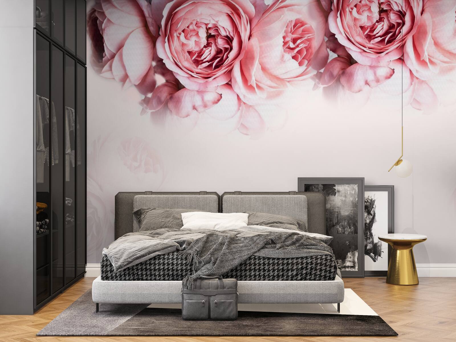 Fototapeta pivonky v odtieňoch ružovej a bielej na svetlom podklade