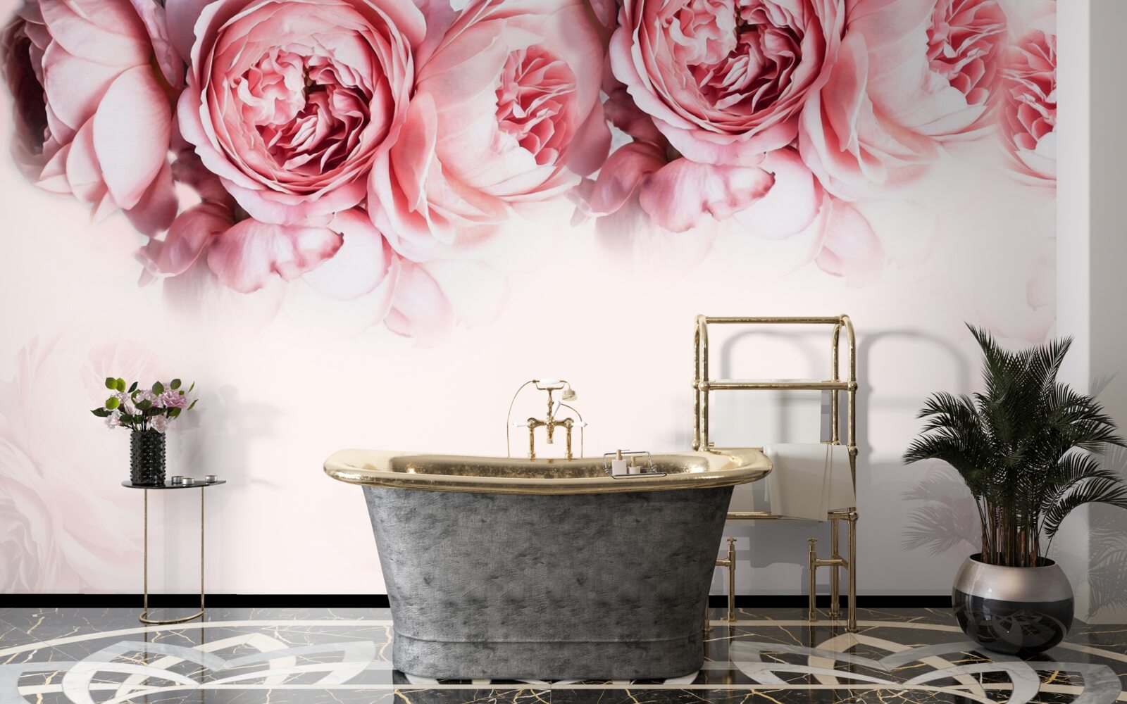 Fototapeta pivonky v odtieňoch ružovej a bielej na svetlom podklade