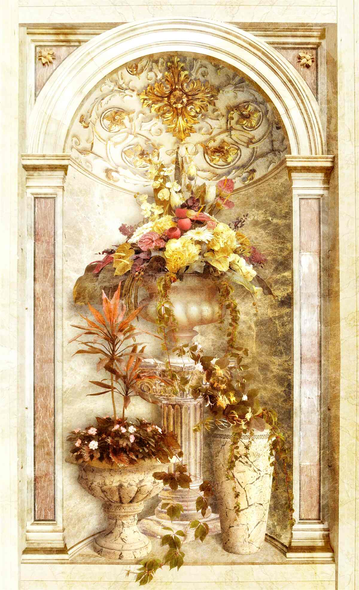 Fototapeta obdĺžnikový oblúk zdobený jesennými odtieňmi