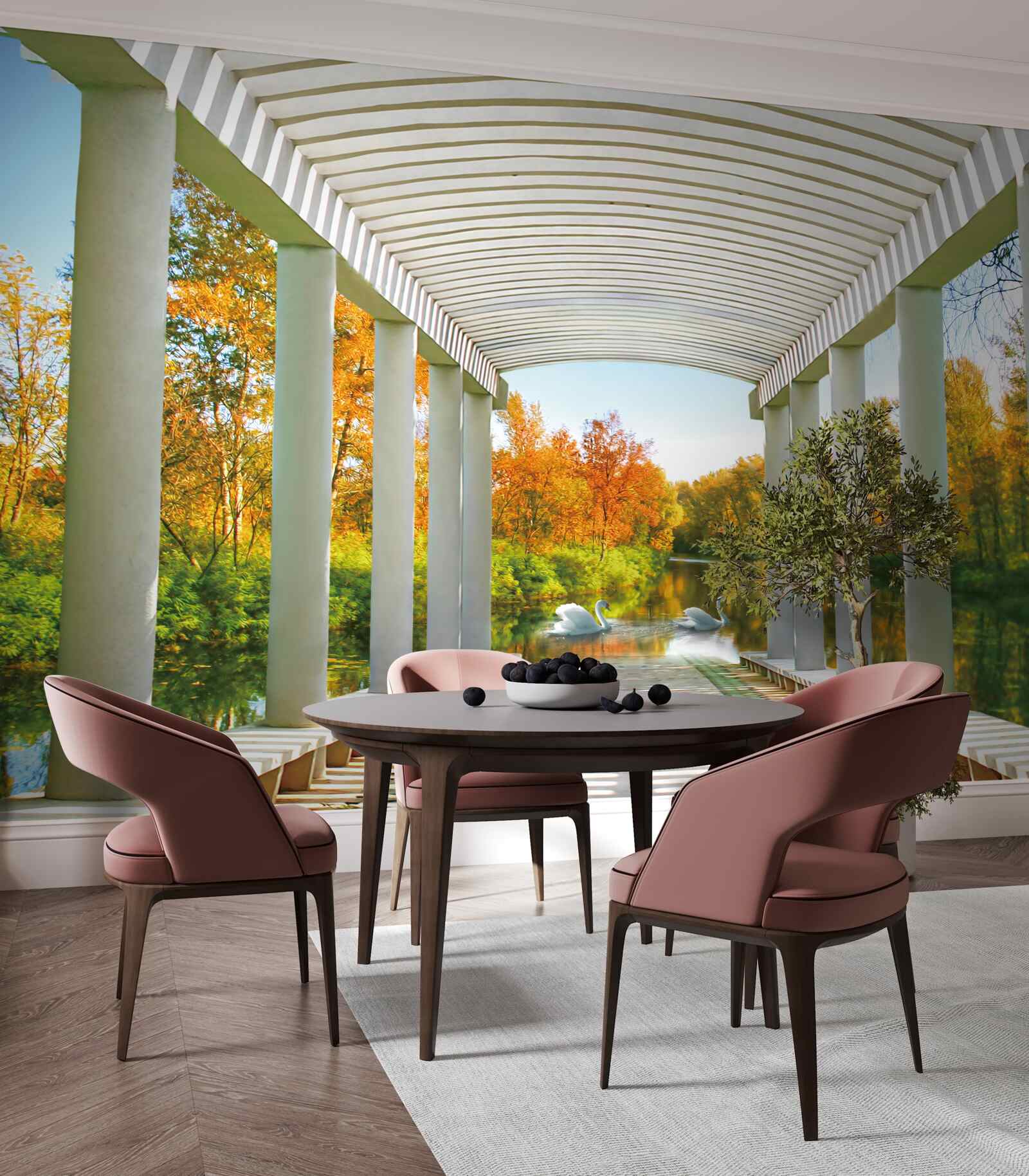 Fototapeta les v jesennej výzdobe na panoramatickom pozadí