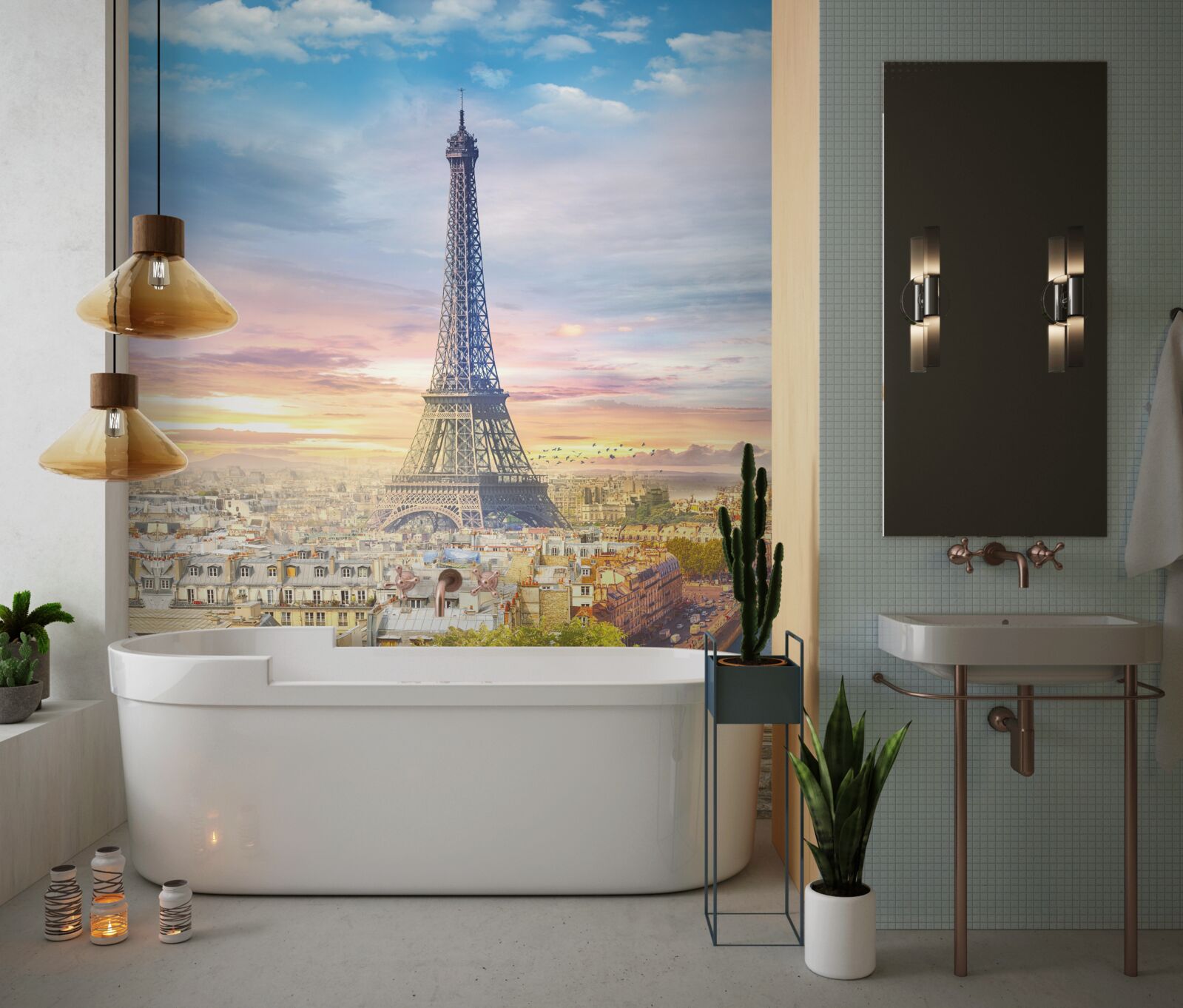 Fototapeta nádherný výhľad na Eiffelovu vežu a panorámu mesta