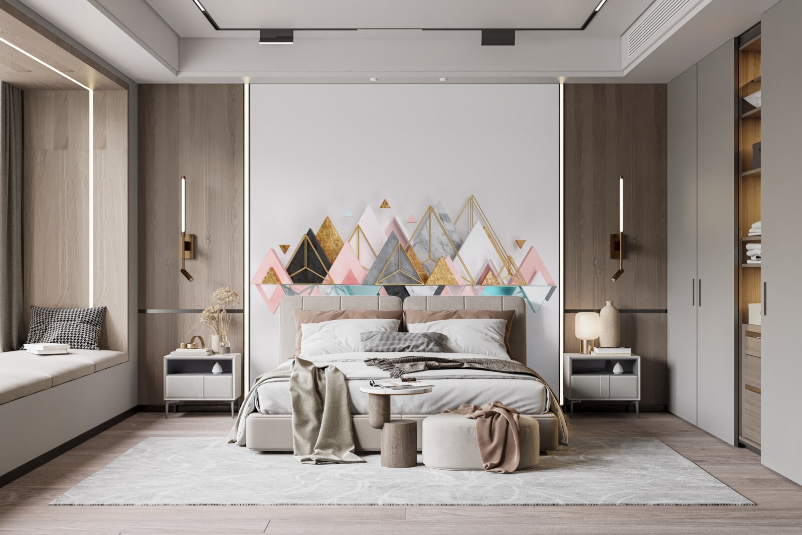 Fototapeta les ihličnatých stromov vo forme trojuholníkov