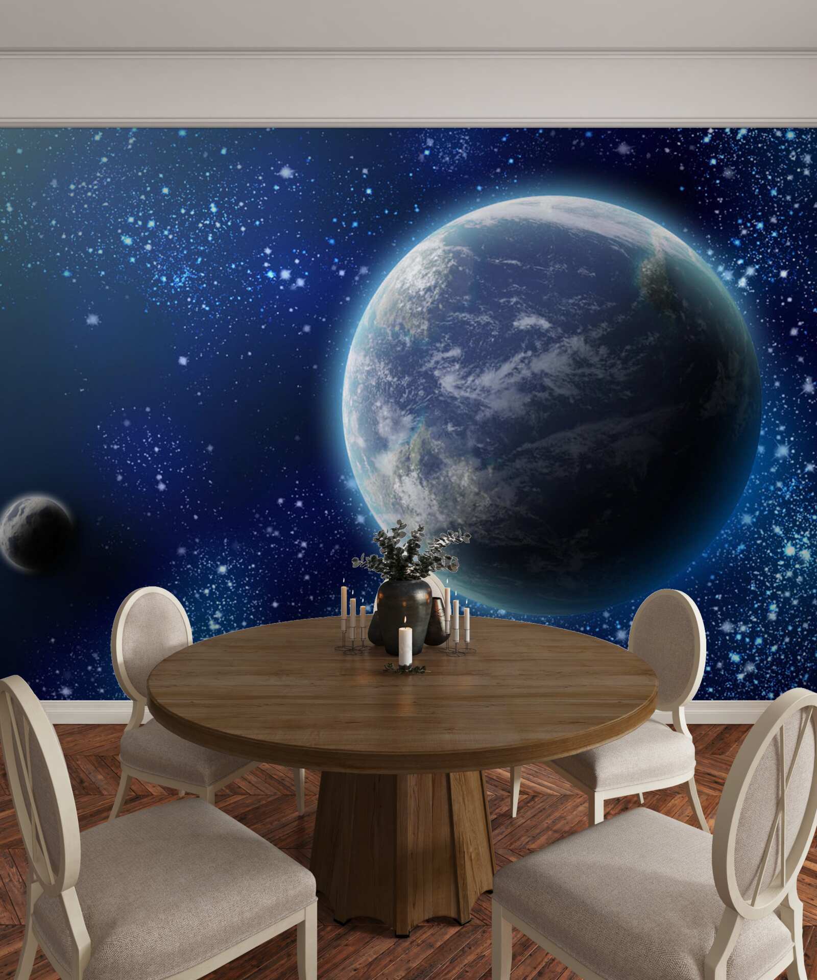 Fototapeta planetéta Zem a jej takmer svetelný priestor