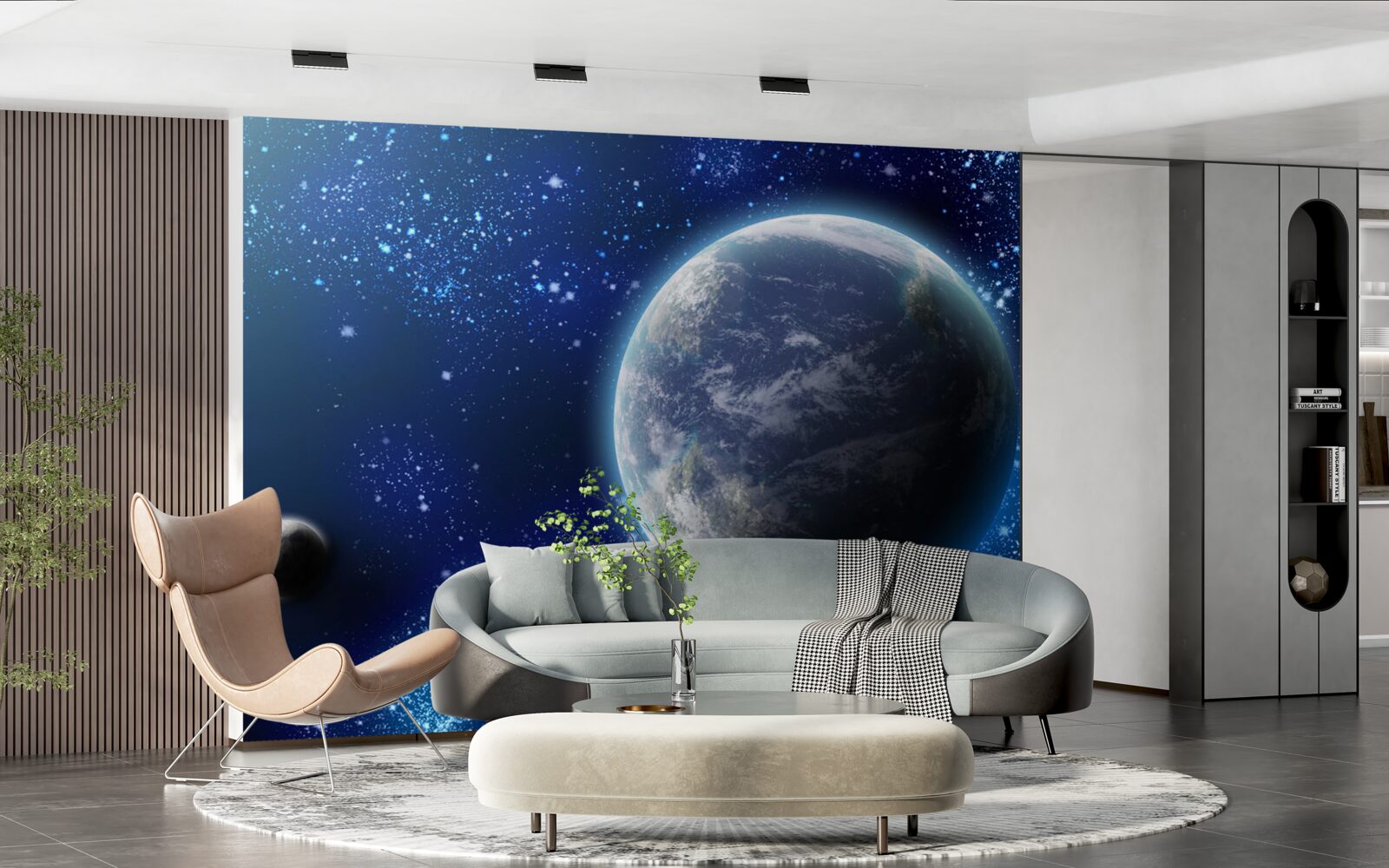 Fototapeta planetéta Zem a jej takmer svetelný priestor