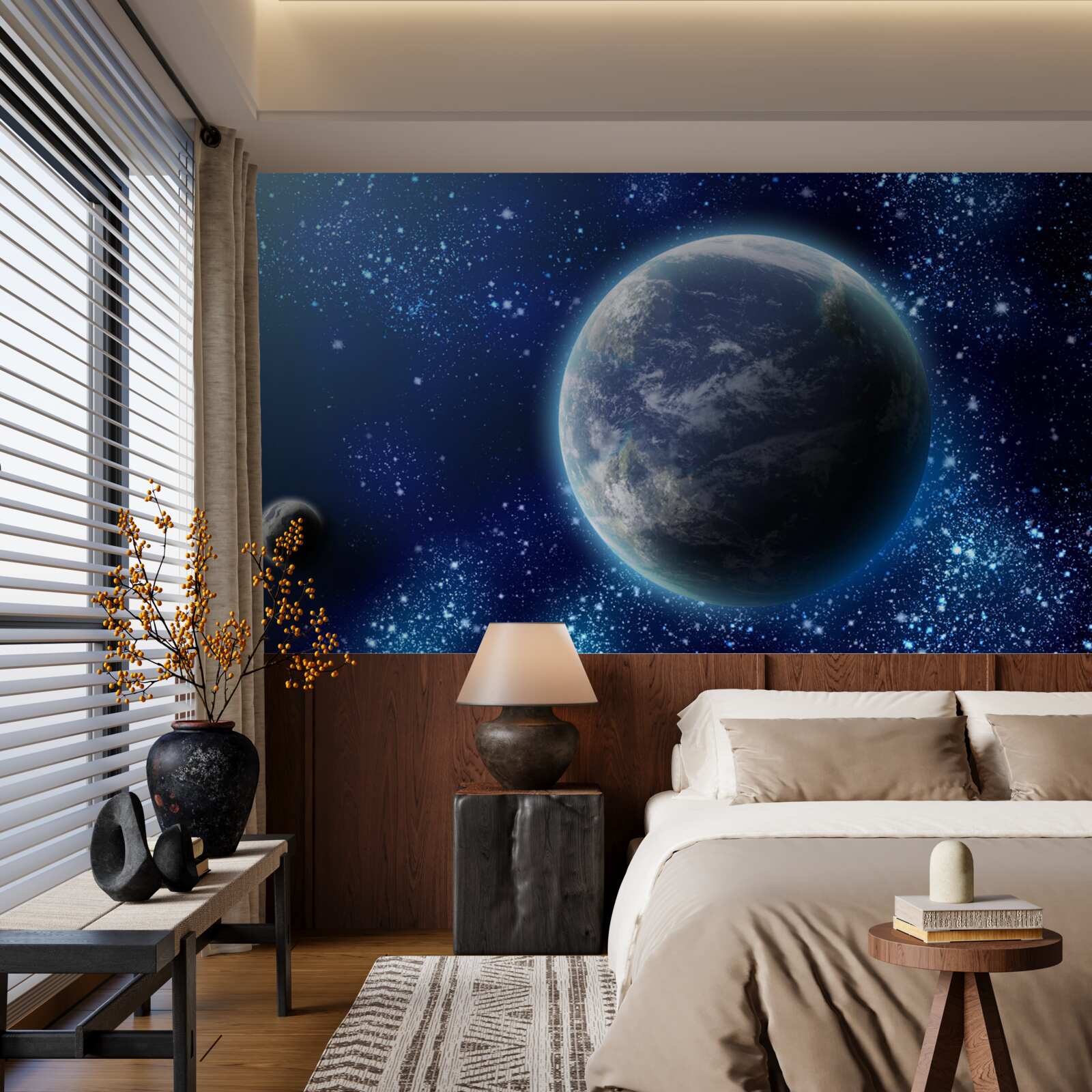 Fototapeta planetéta Zem a jej takmer svetelný priestor