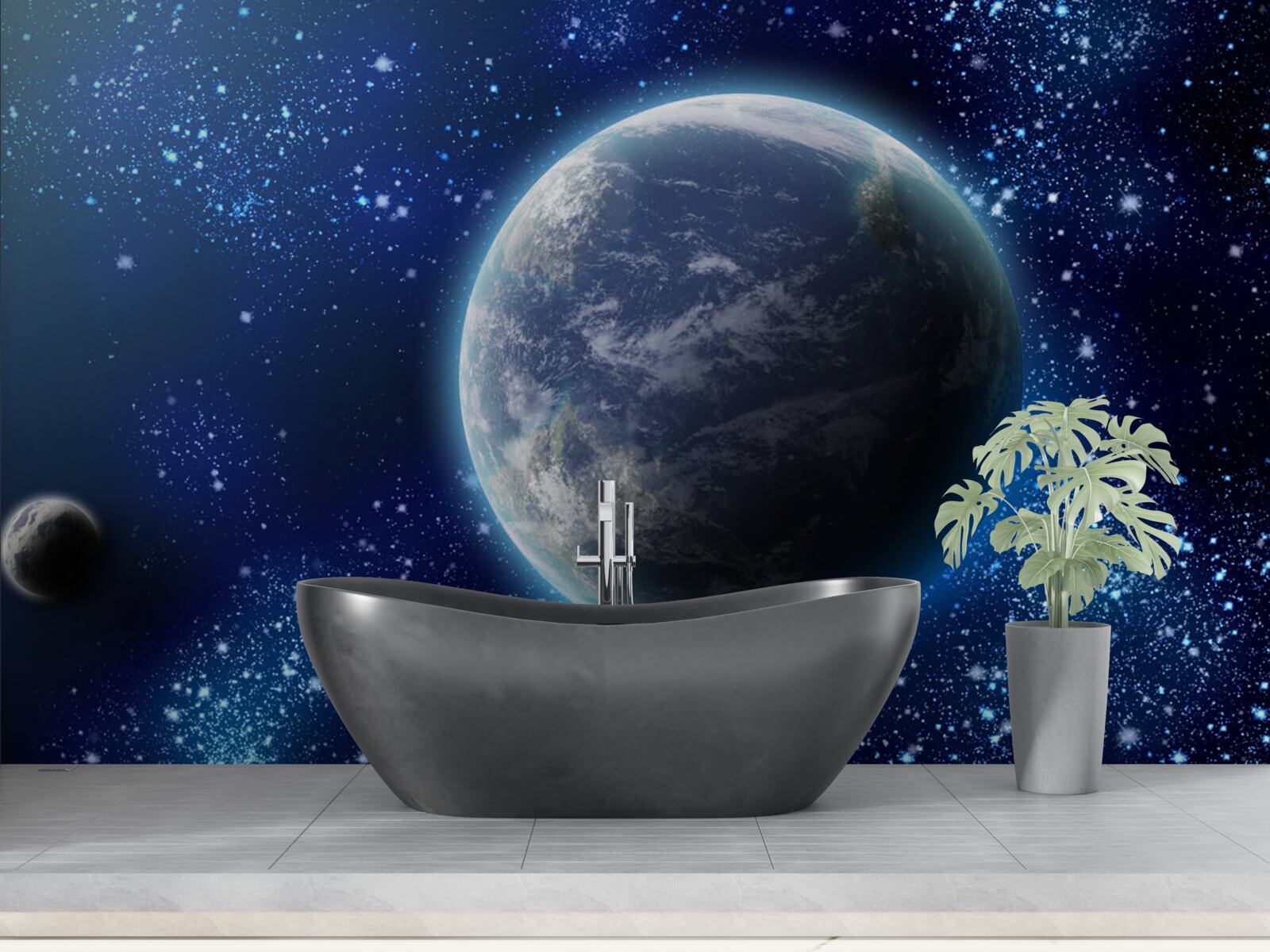 Fototapeta planetéta Zem a jej takmer svetelný priestor