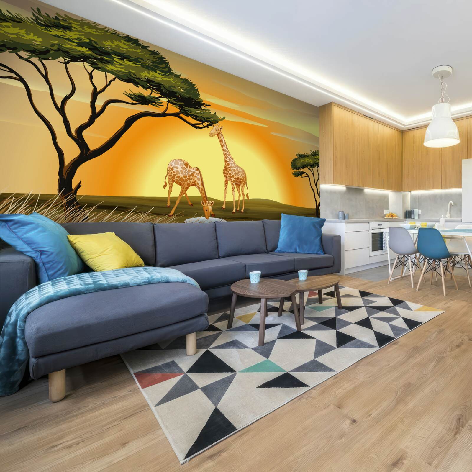 Fototapeta žirafy na západe slnka v púšti