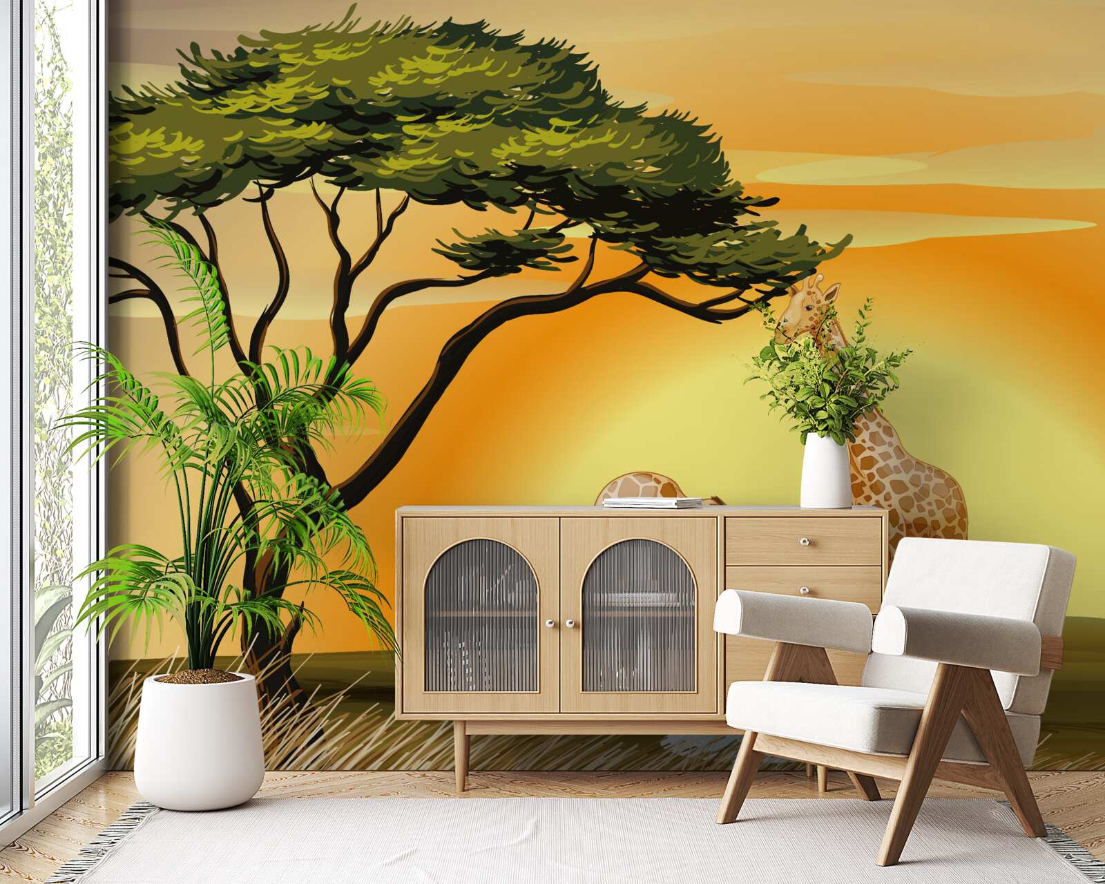 Fototapeta žirafy na západe slnka v púšti