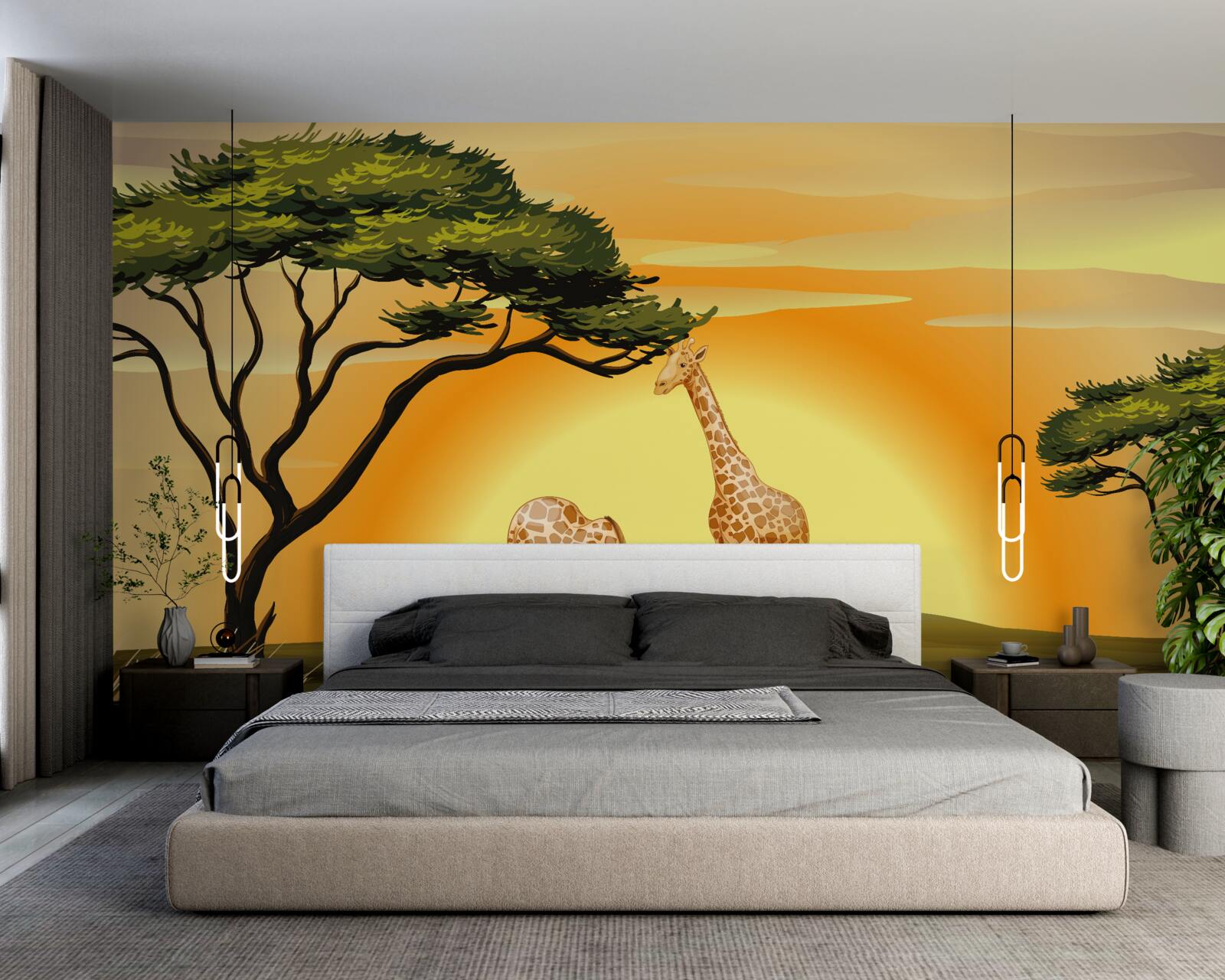 Fototapeta žirafy na západe slnka v púšti