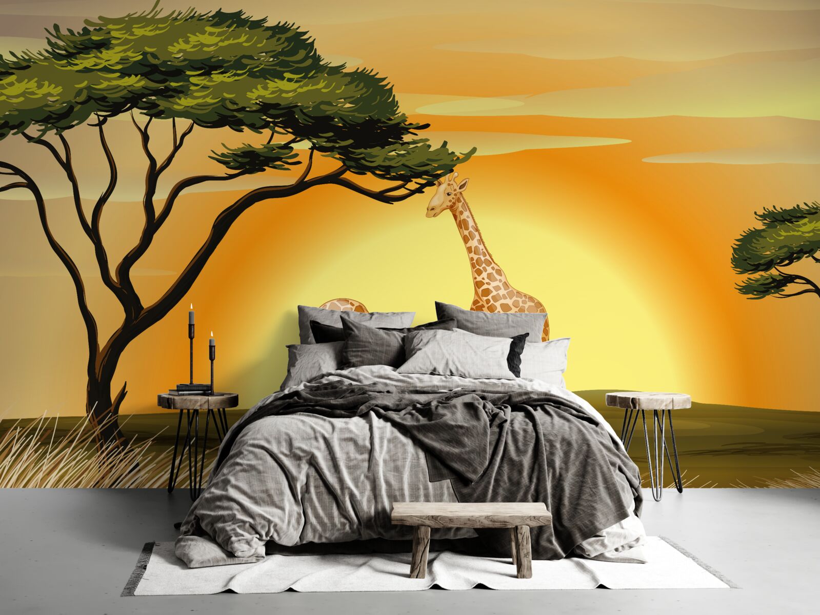 Fototapeta žirafy na západe slnka v púšti