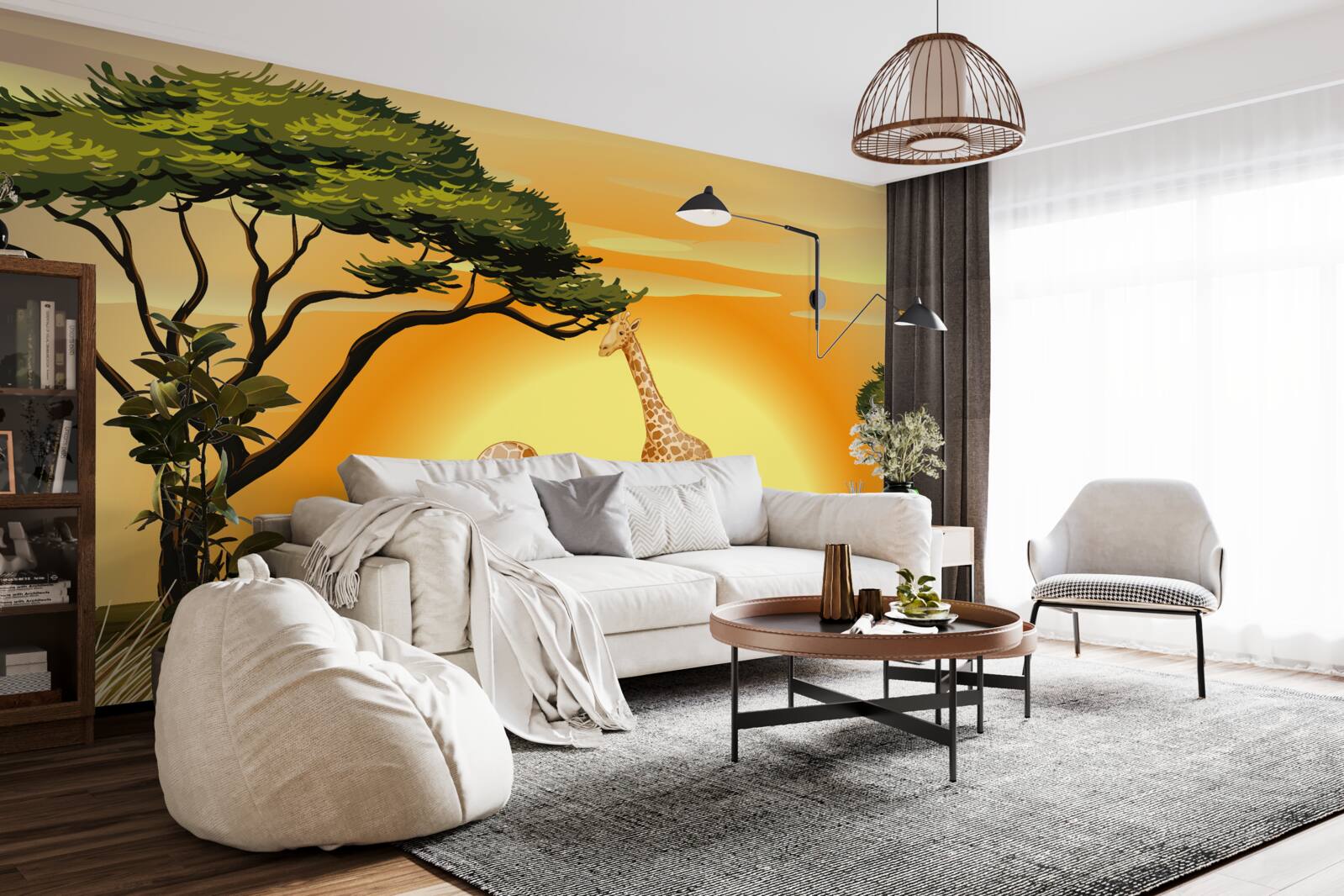 Fototapeta žirafy na západe slnka v púšti