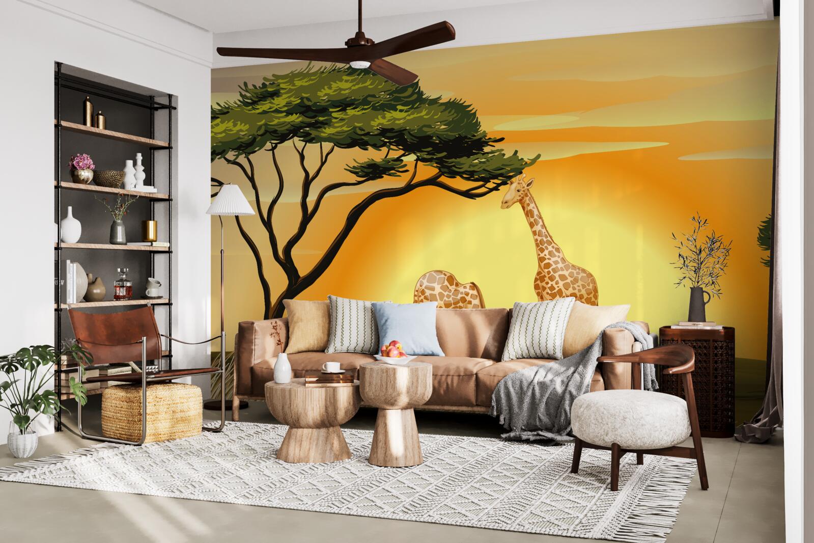 Fototapeta žirafy na západe slnka v púšti