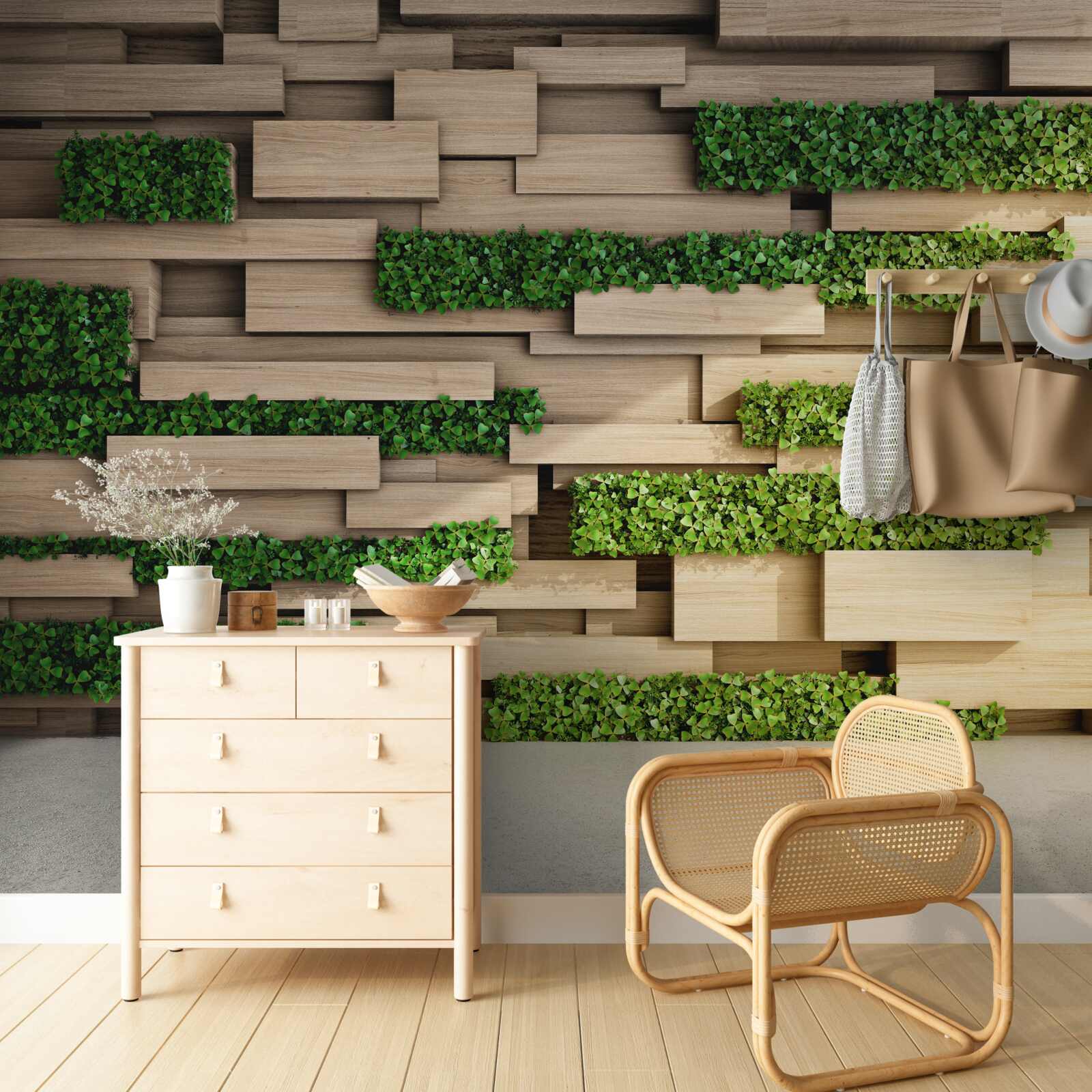 Fototapeta zelený mach a kamenná stena