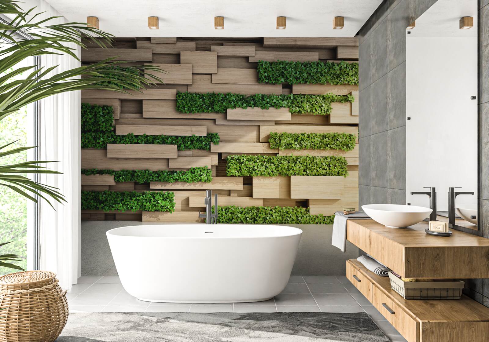 Fototapeta zelený mach a kamenná stena