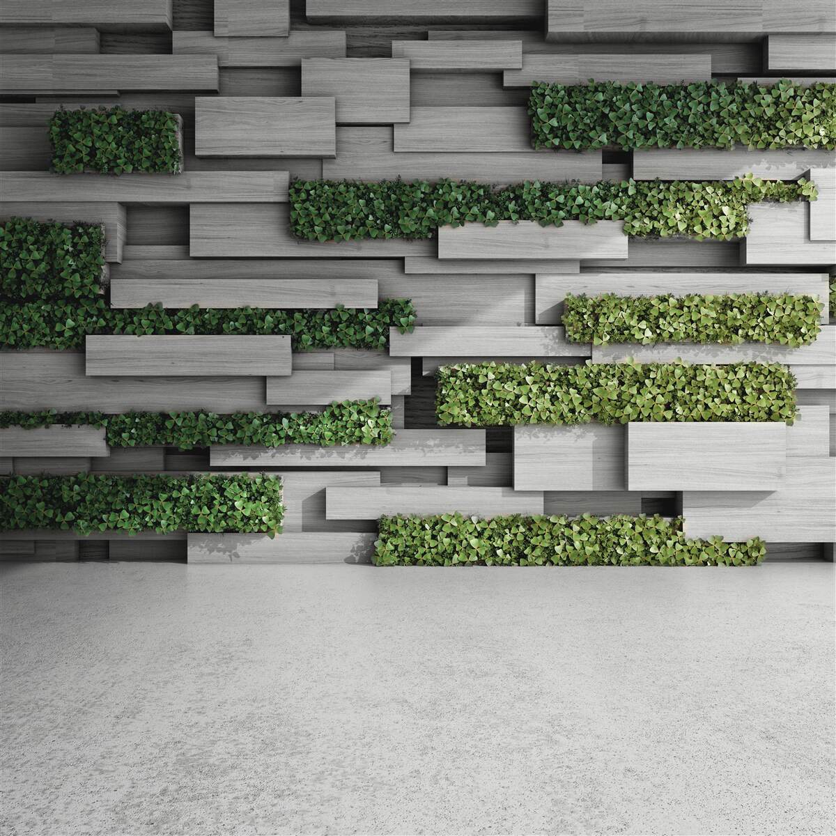 Fototapeta kamenná stena zdobená zelenými malinami