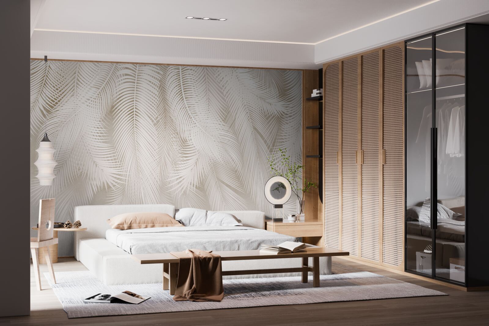 Fototapeta svetlé paprade na zadí svetlých odtieňov