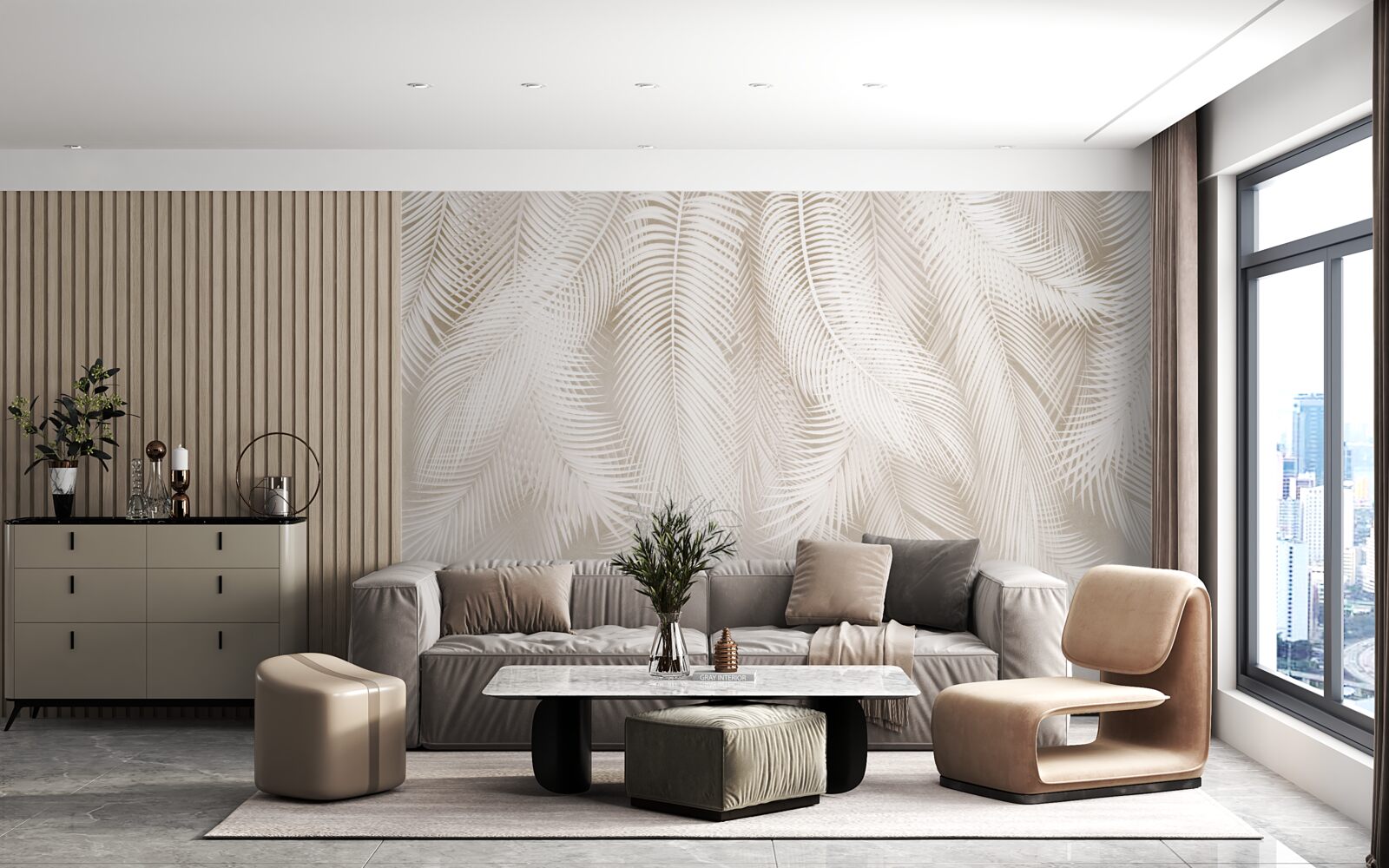 Fototapeta svetlé paprade na zadí svetlých odtieňov