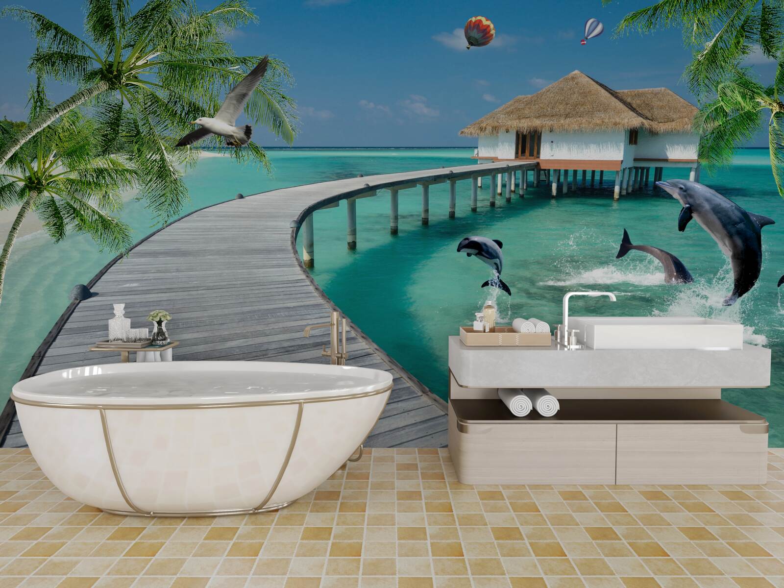 Fototapeta drevený most cez nebeské vody