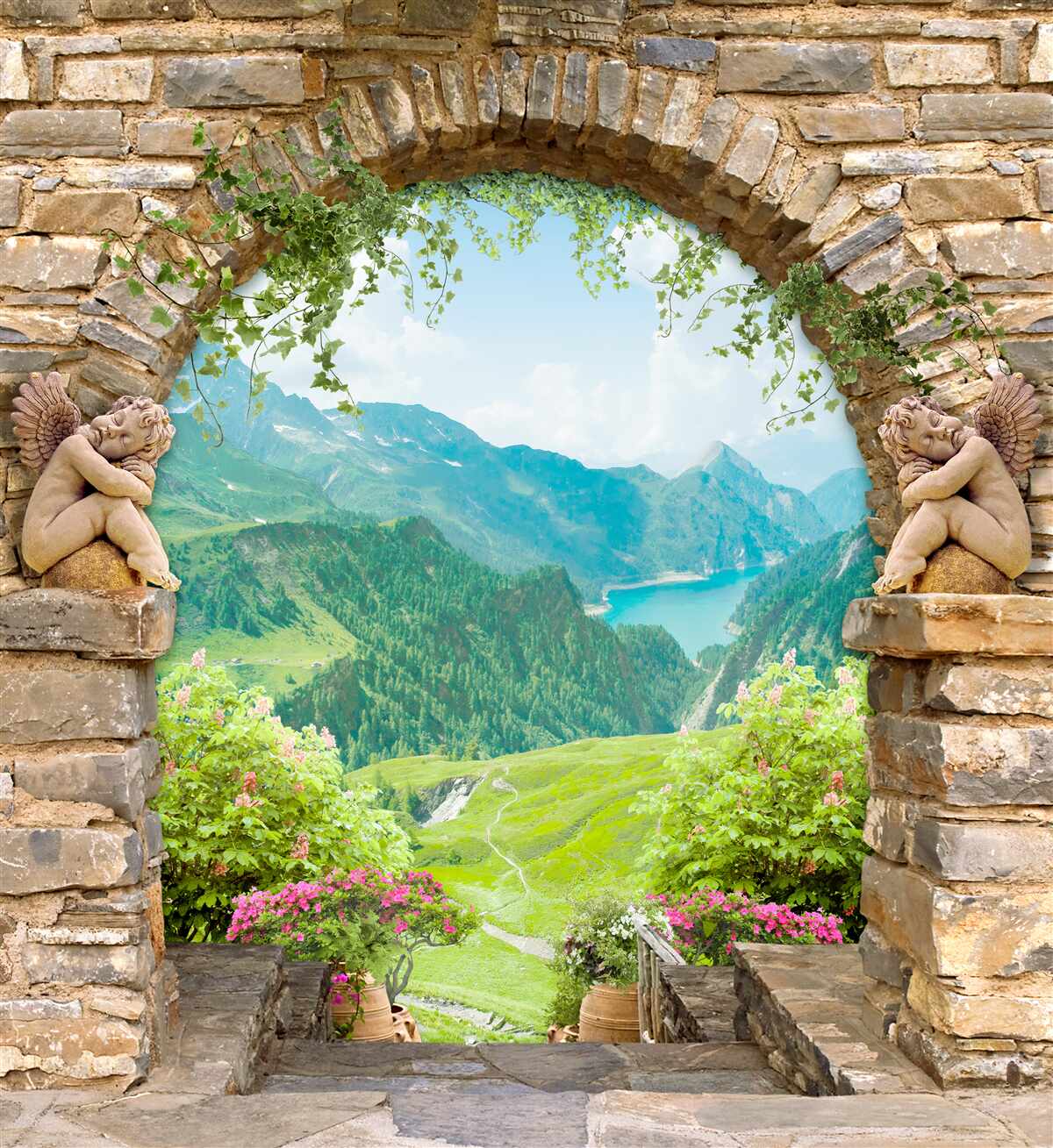 Fototapeta starý kamenný oblúk s obrázky a panorámy