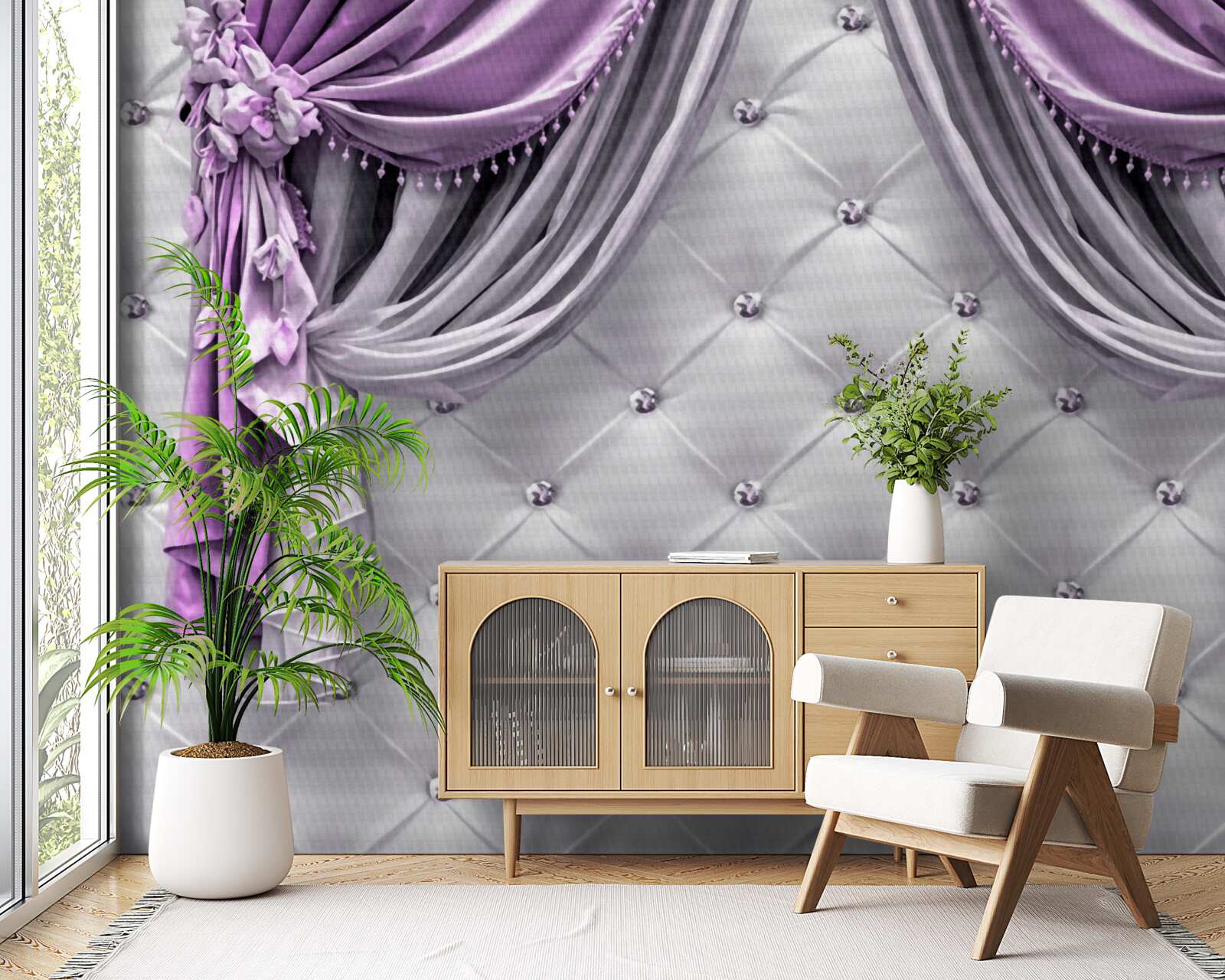 Fototapeta mäkké biele leto a fialové závesy