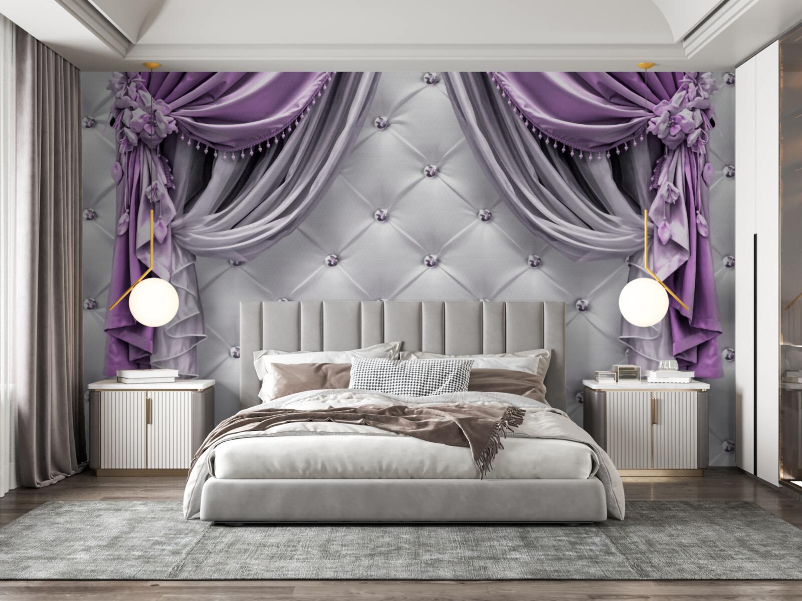 Fototapeta mäkké biele leto a fialové závesy