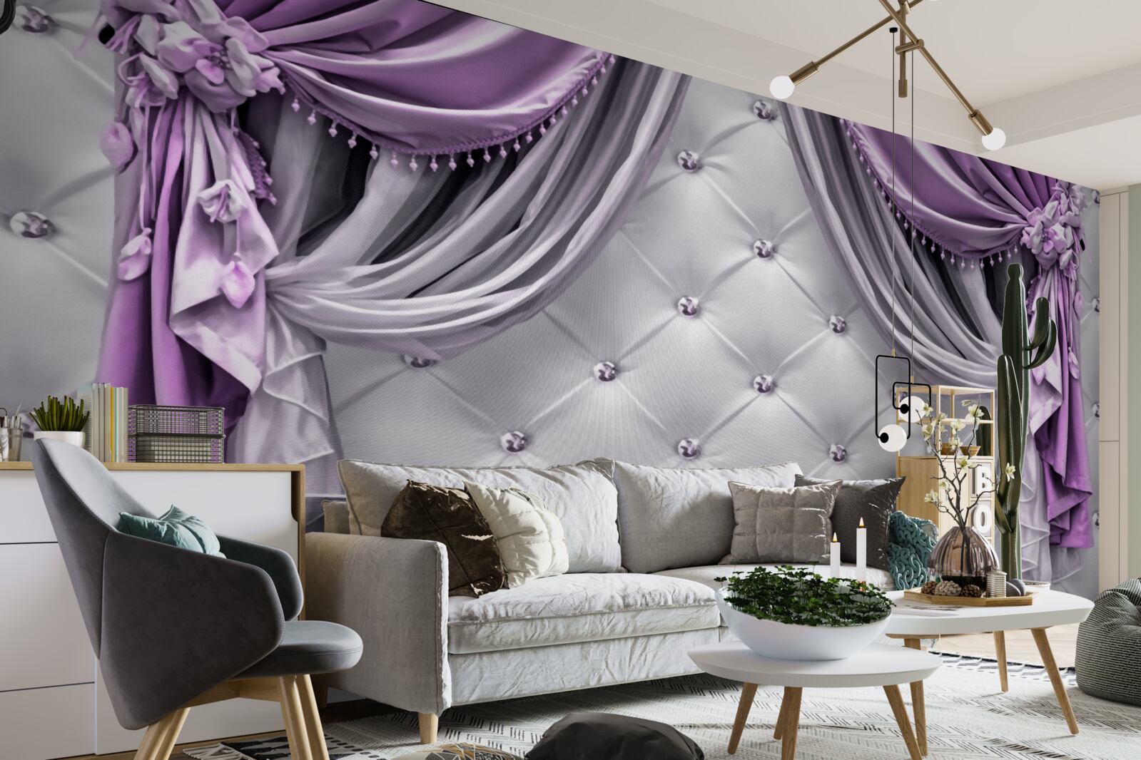 Fototapeta mäkké biele leto a fialové závesy