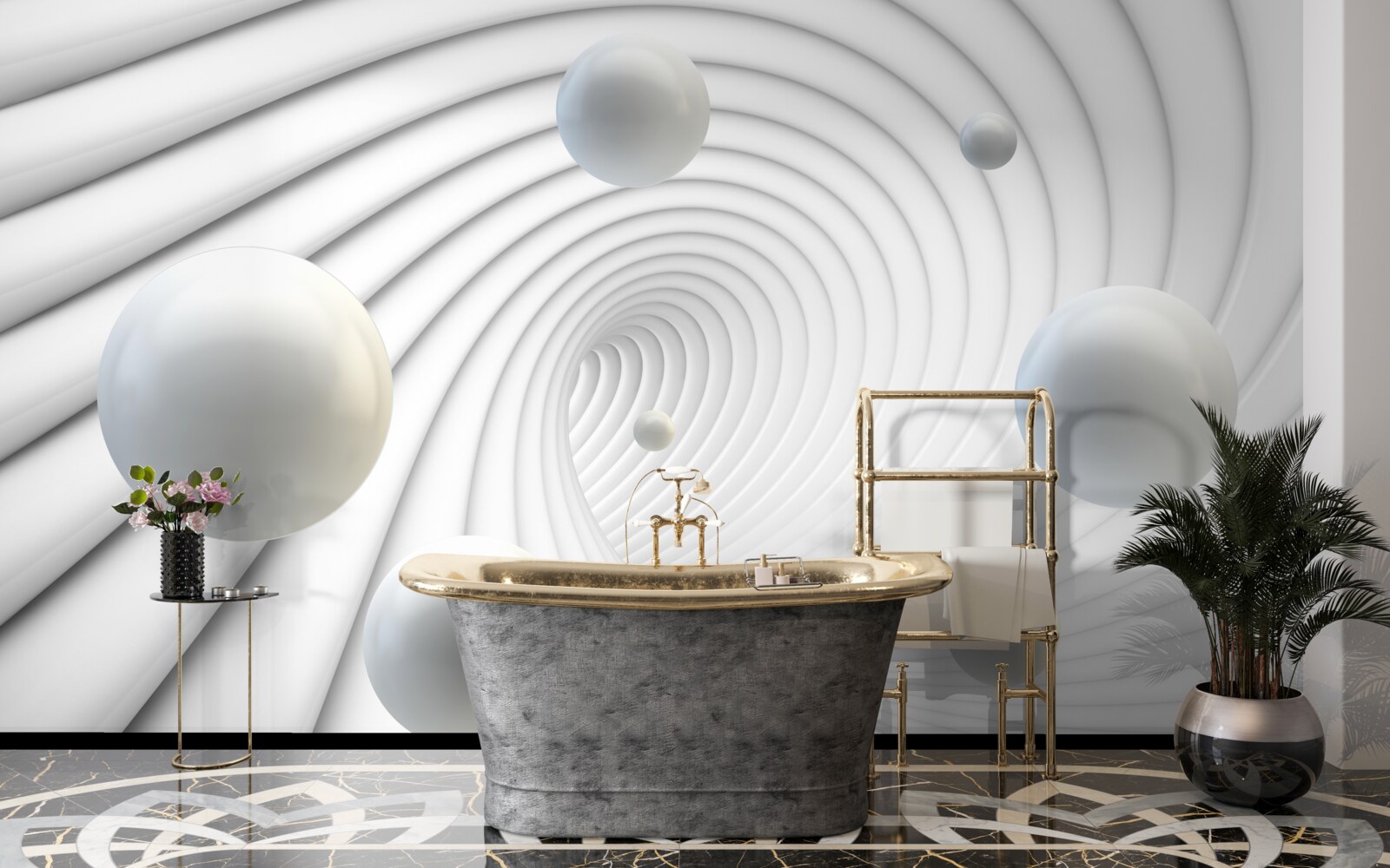 Fototapeta plávajúce guľôčky vo vortexe