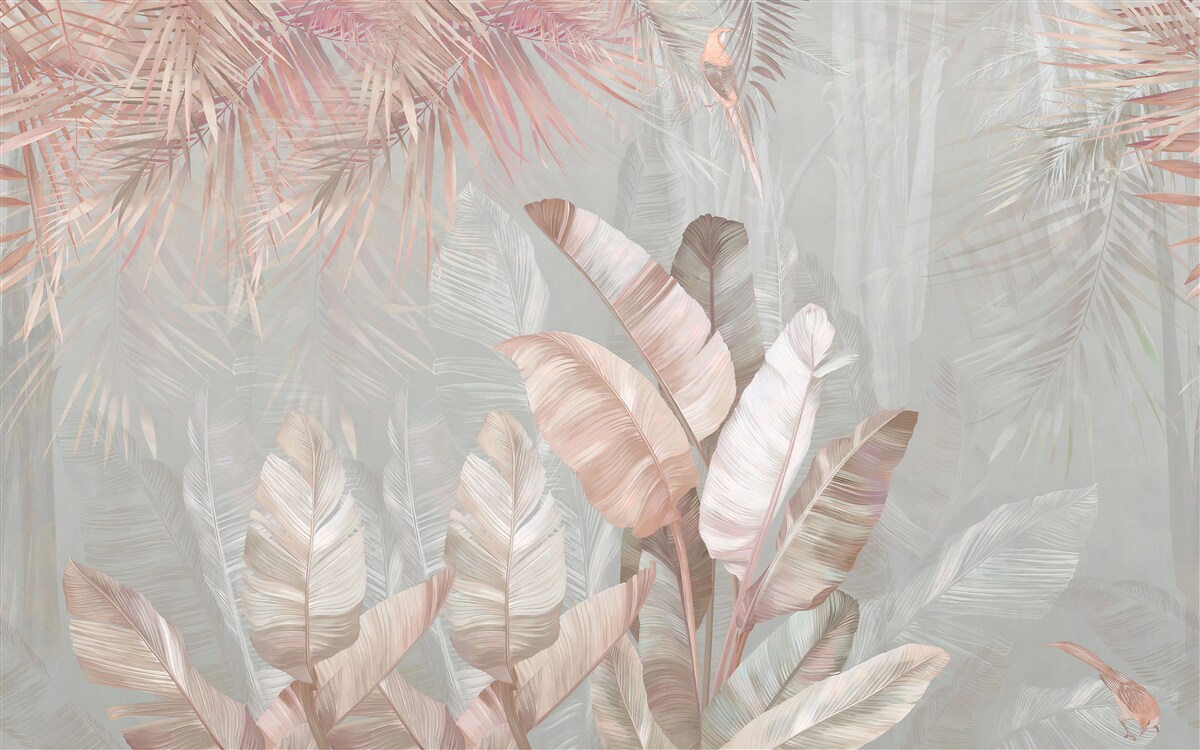 Fototapeta hmla pokrývala listi trópov v svetlohnedom odtieni