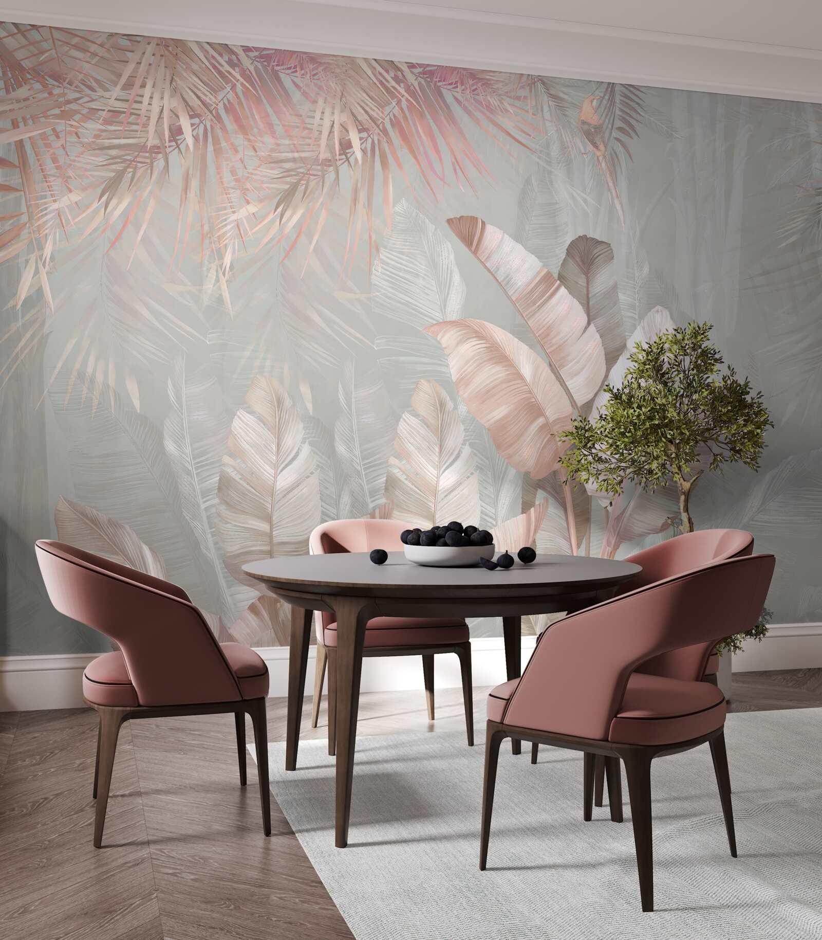 Fototapeta hmla pokrývala listi trópov v svetlohnedom odtieni