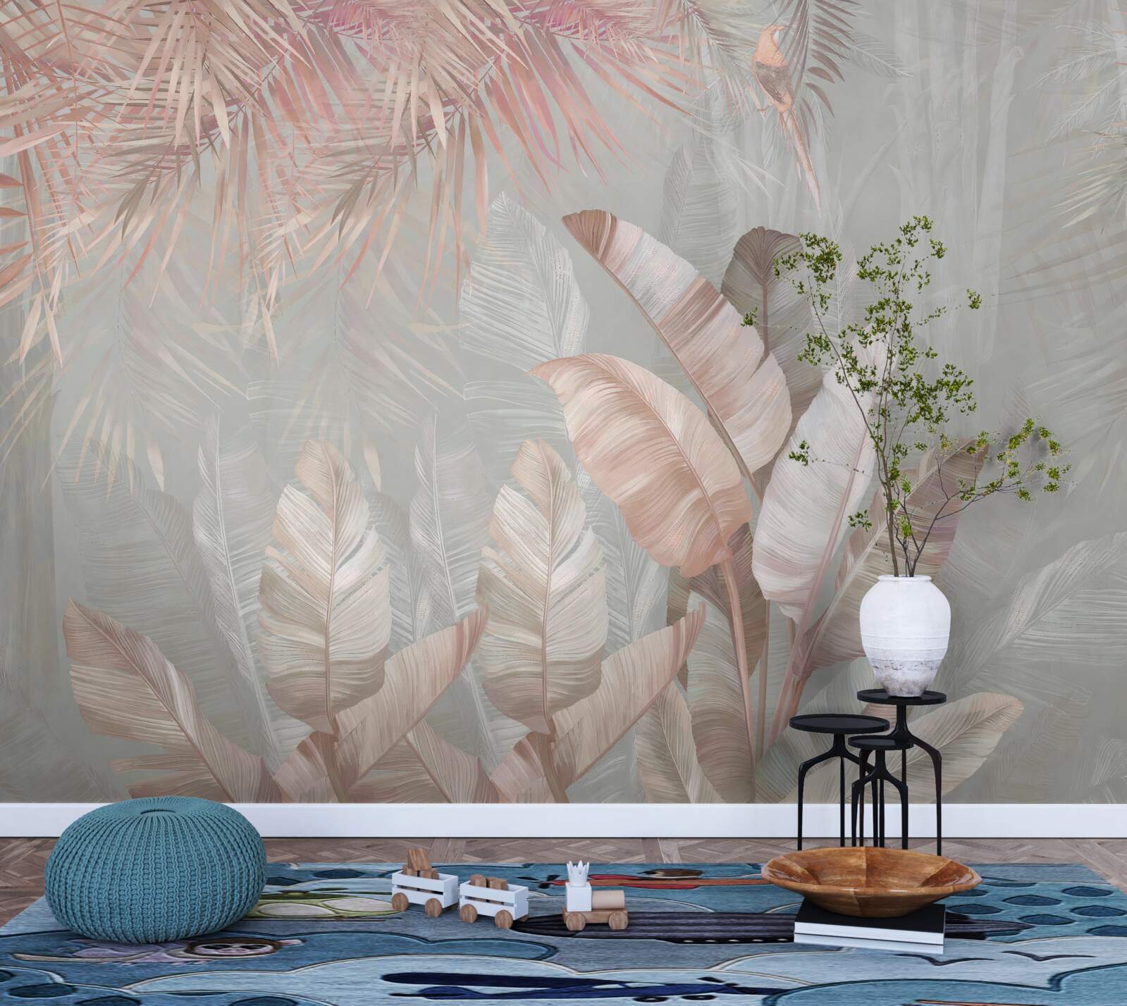 Fototapeta hmla pokrývala listi trópov v svetlohnedom odtieni