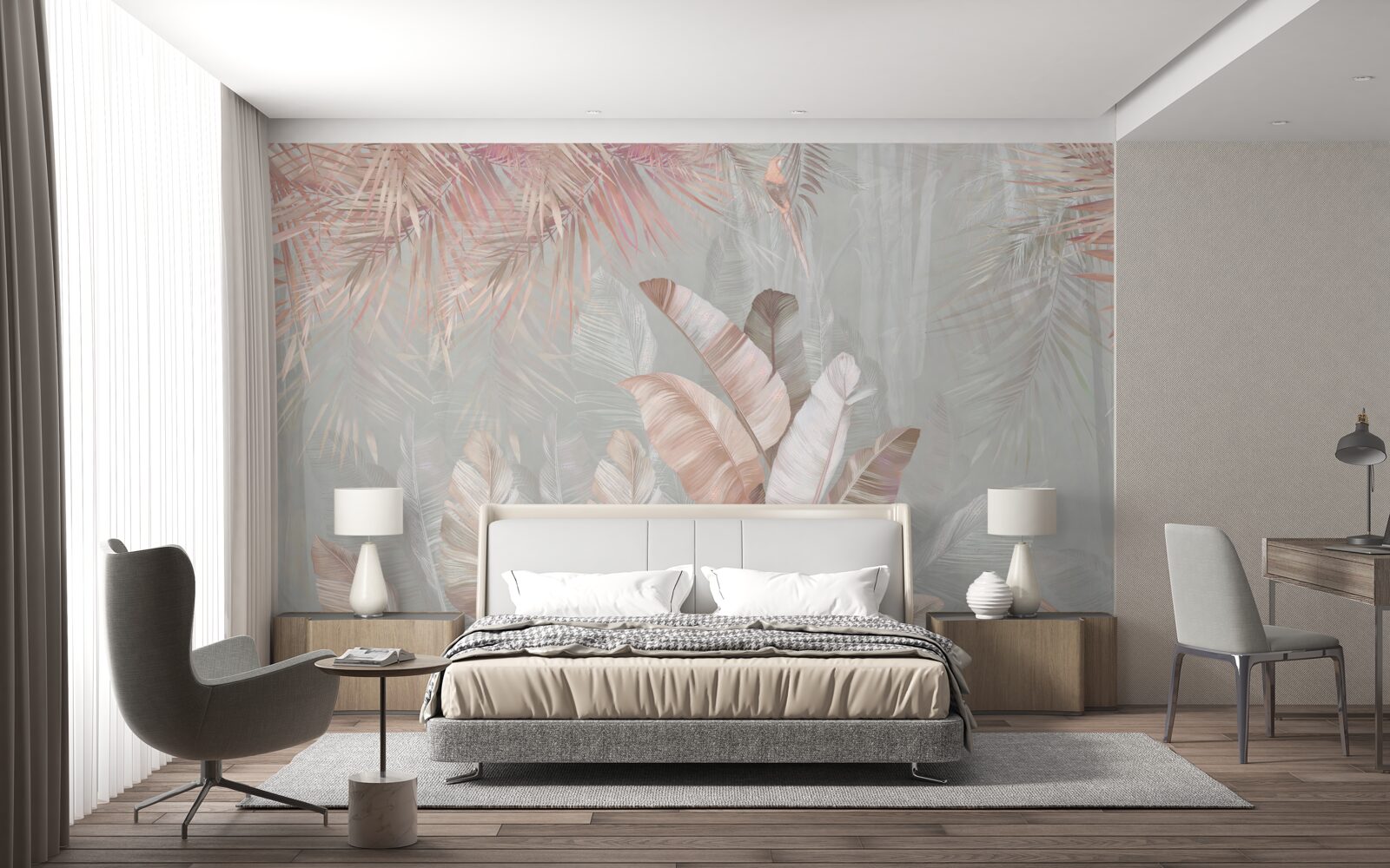 Fototapeta hmla pokrývala listi trópov v svetlohnedom odtieni